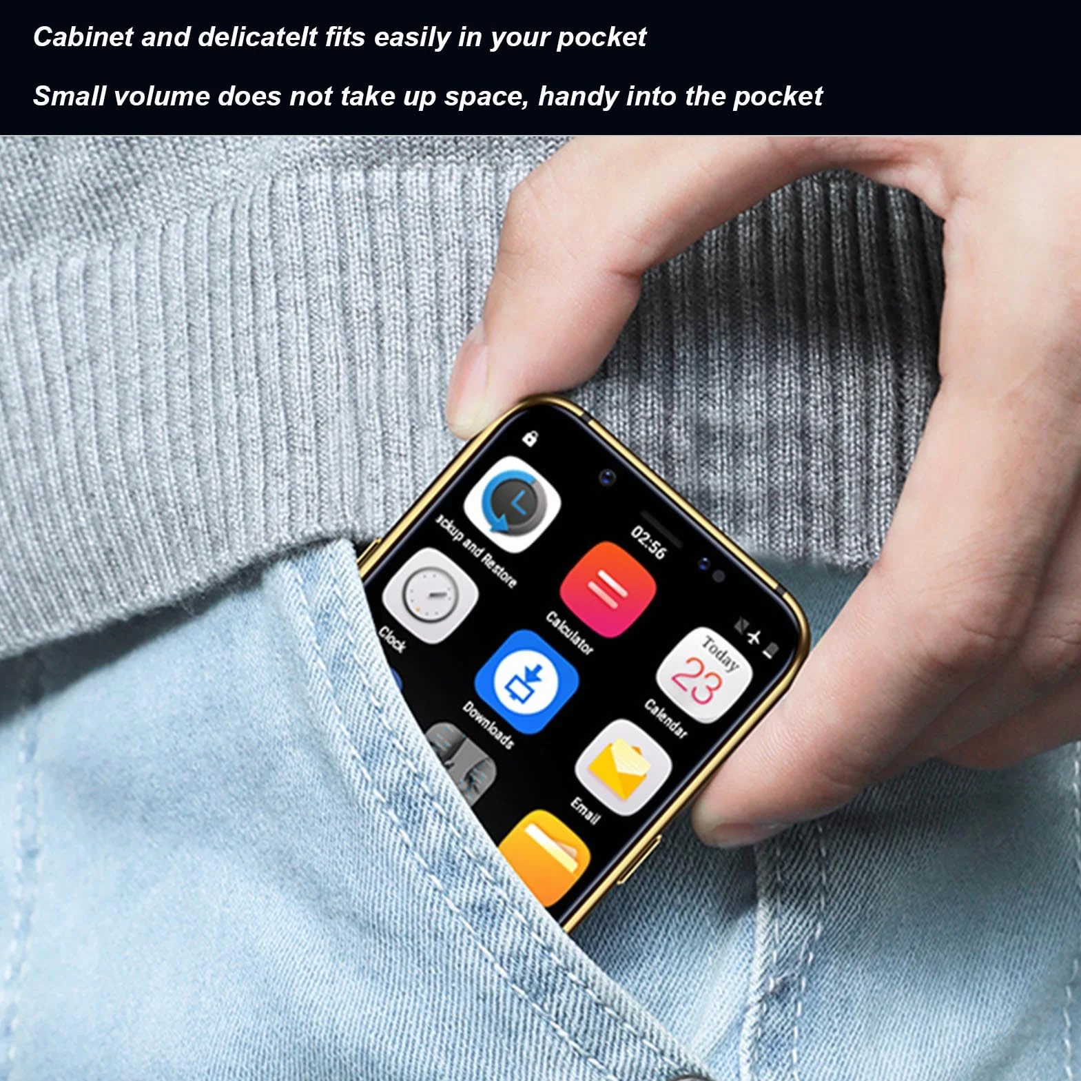 BROLEO Mini Smartfon, 3 GB 32 GB 8 MP rozpoznawanie twarzy na podczerwień mały telefon oszczędzający miejsce do sesji zdjęciowej (#3)