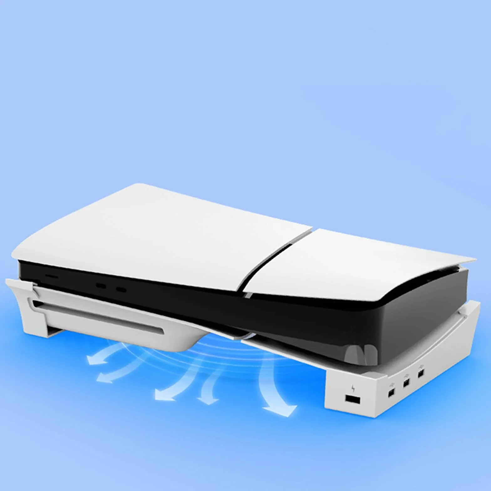 TECKEEN Poziomy stojak z 4 przedłużaczami USB HUB ładowarka port konsola uchwyt do konsoli PS5 Slim
