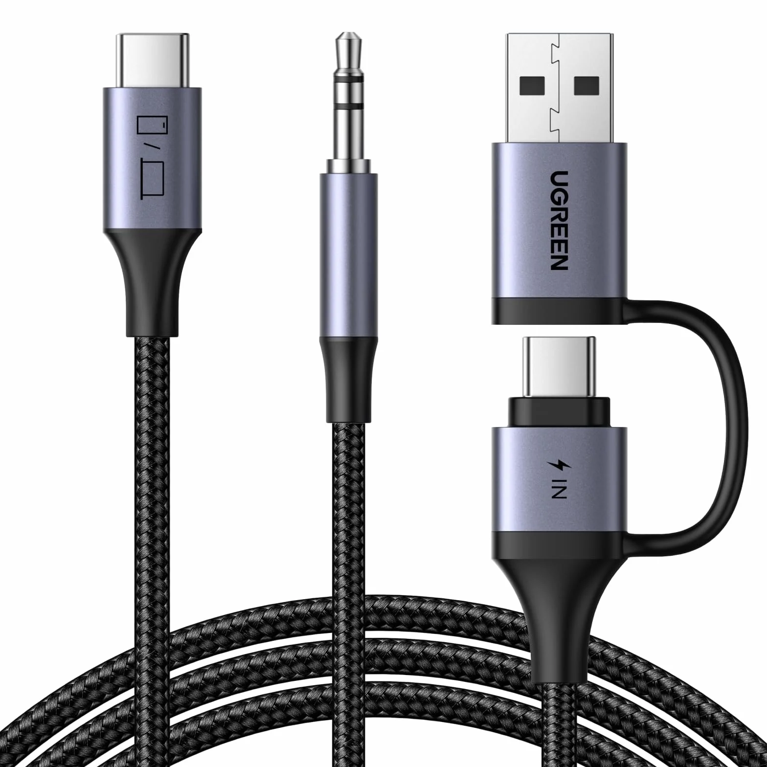 UGREEN Adapter USB-C na jack 3,5mm, 2w1 z 60W PD | kompatybilny z iPhone 17, Galaxy S25, iPad Pro itp., Hi-Res Audio, szybkie ładowanie 60W PD, Plug & Play, bez sterowników