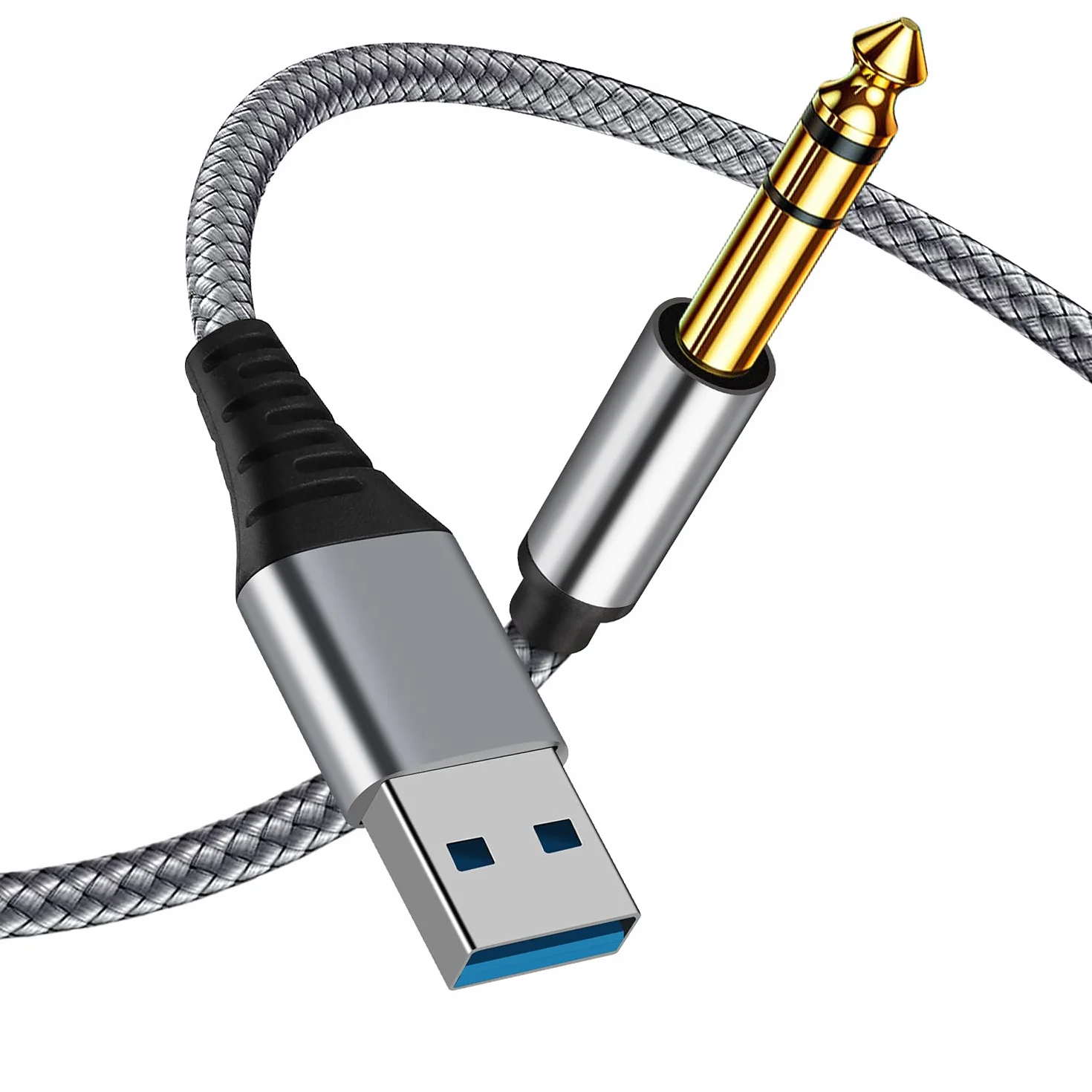 Kabel audio stereo TRS 6,6 FT USB na 1/4 męski, adapter audio USB na 6,35 mm kompatybilny z laptopem, Windows lub PC, wzmacniaczem, głośnikiem, słuchawkami. Uwaga: nie dotyczy nagrywania, ciężarówki