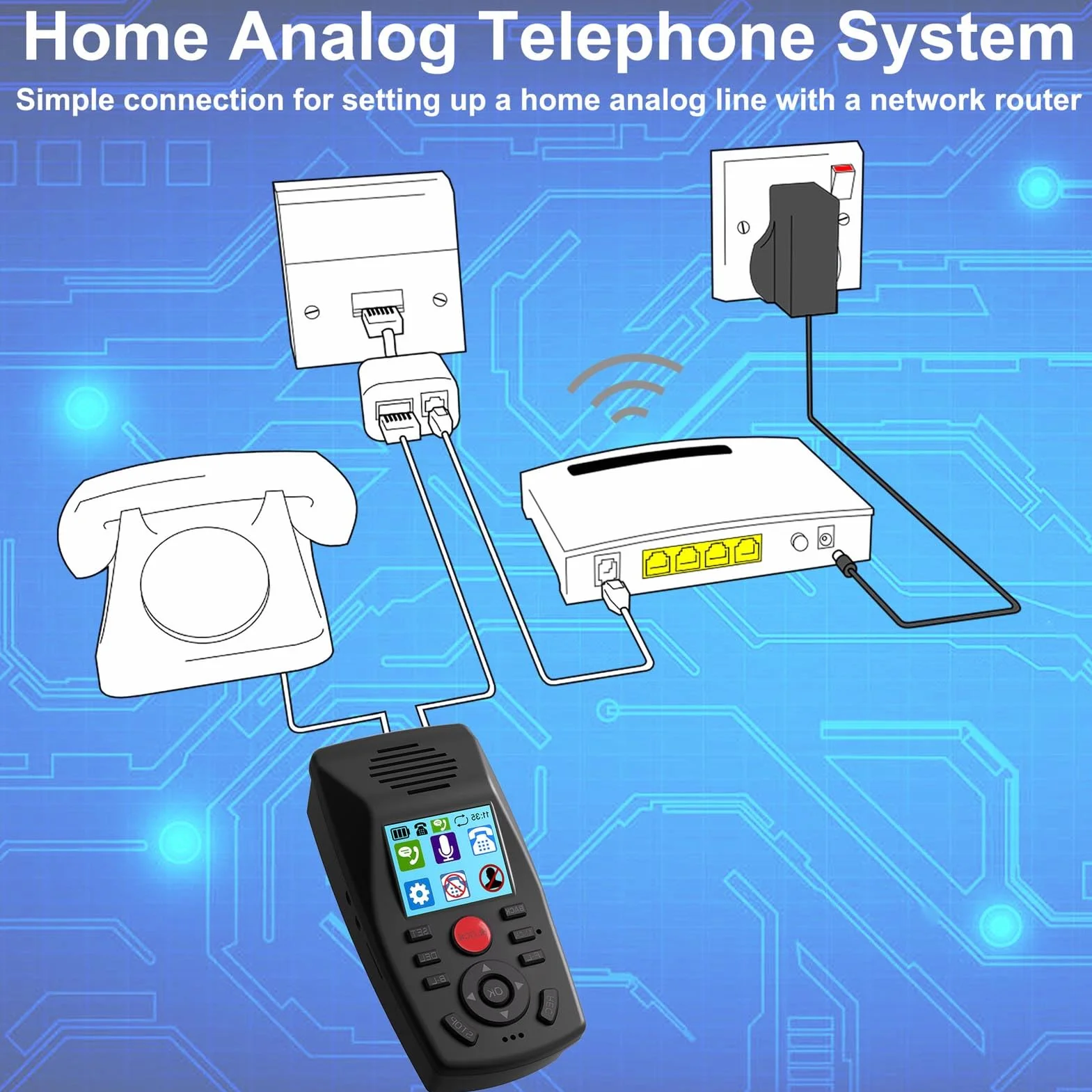 Generic System Zarządzania Telefonami Analogowymi z Nagrywaniem Rozmów w Biurze Domowym Blokada połączeń Przed Oszustwami dla Osób Starszych i do Użytku Biznesowego ABS 5,2 X 2,6 X 1,9 Cala