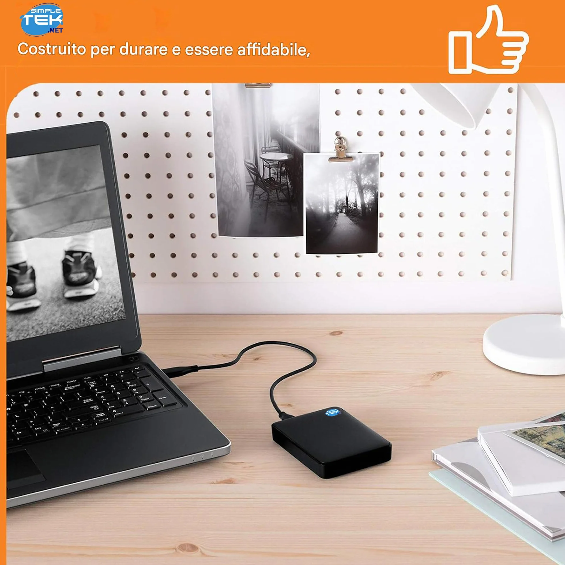 SIMPLETEK Przenośny zewnętrzny dysk twardy 750 GB USB 3.0 — przenośny dysk zapasowy, czarny, 5 GB/sek., plug-and-play