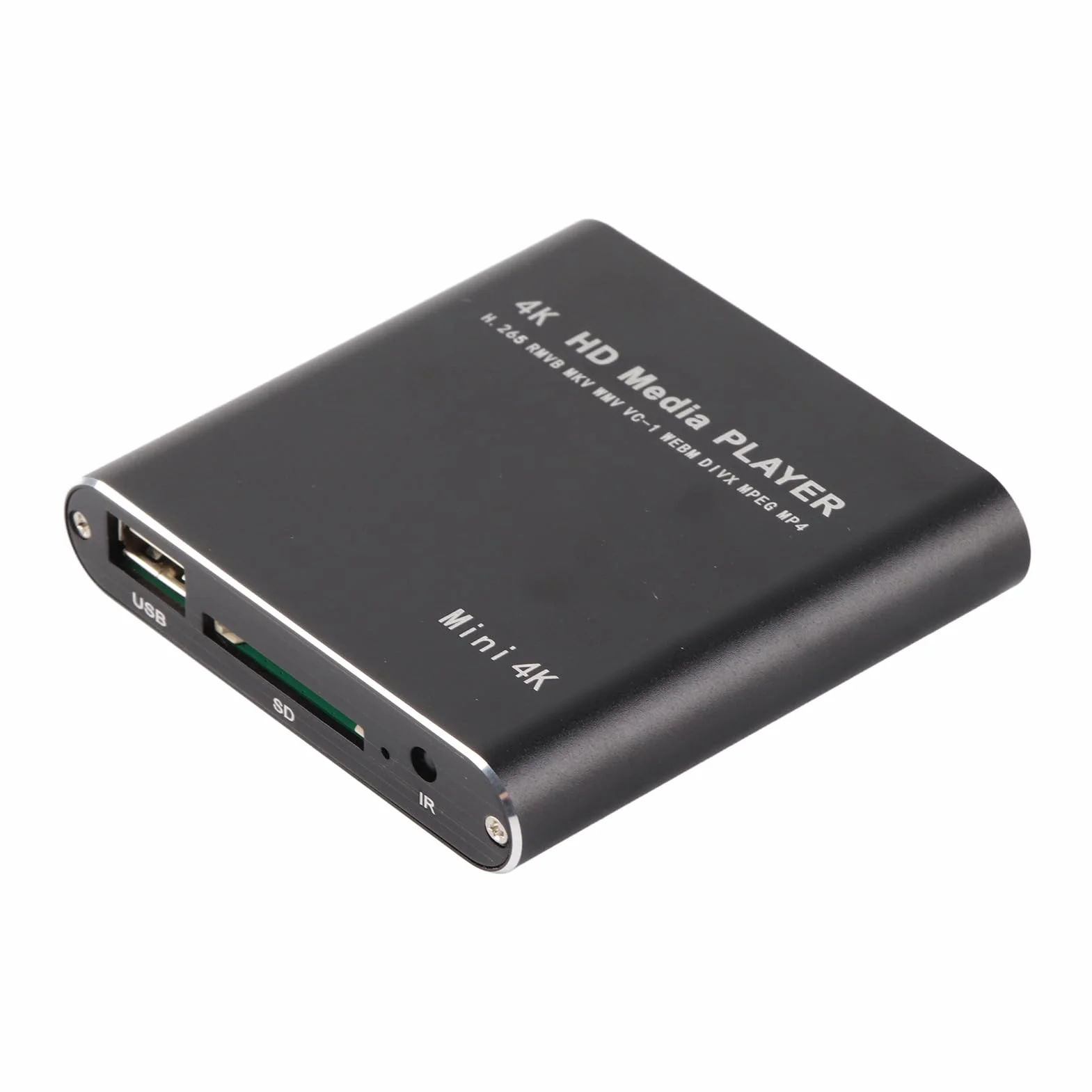 Odtwarzacz Wideo 4K HD, Odtwarzanie Wieloformatowe Mini Odtwarzacz Multimediów Strumieniowych z 4 GB Pamięci i Wieloma Napisami, dla Interfejsu Multimedialnego HD, Karty Pamięci (Wtyczka UE)