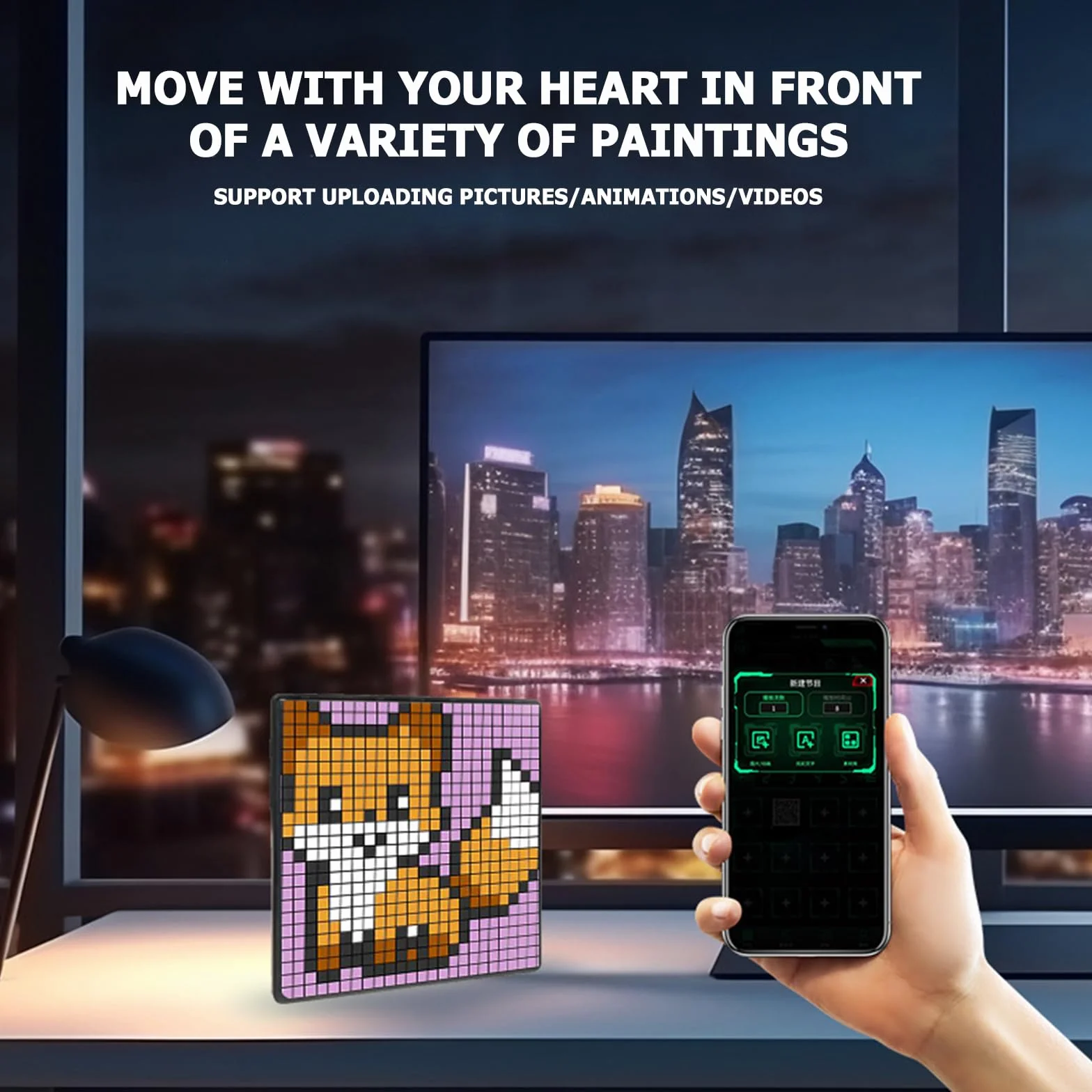 LED Bluetooth Pixel Art wyświetlacz cyfrowa ramka na zdjęcia DIY - programowalne sterowanie aplikacją, akcesoria do gier, cyfrowy budzik, neonowe światło, do dekoracji pokoju
