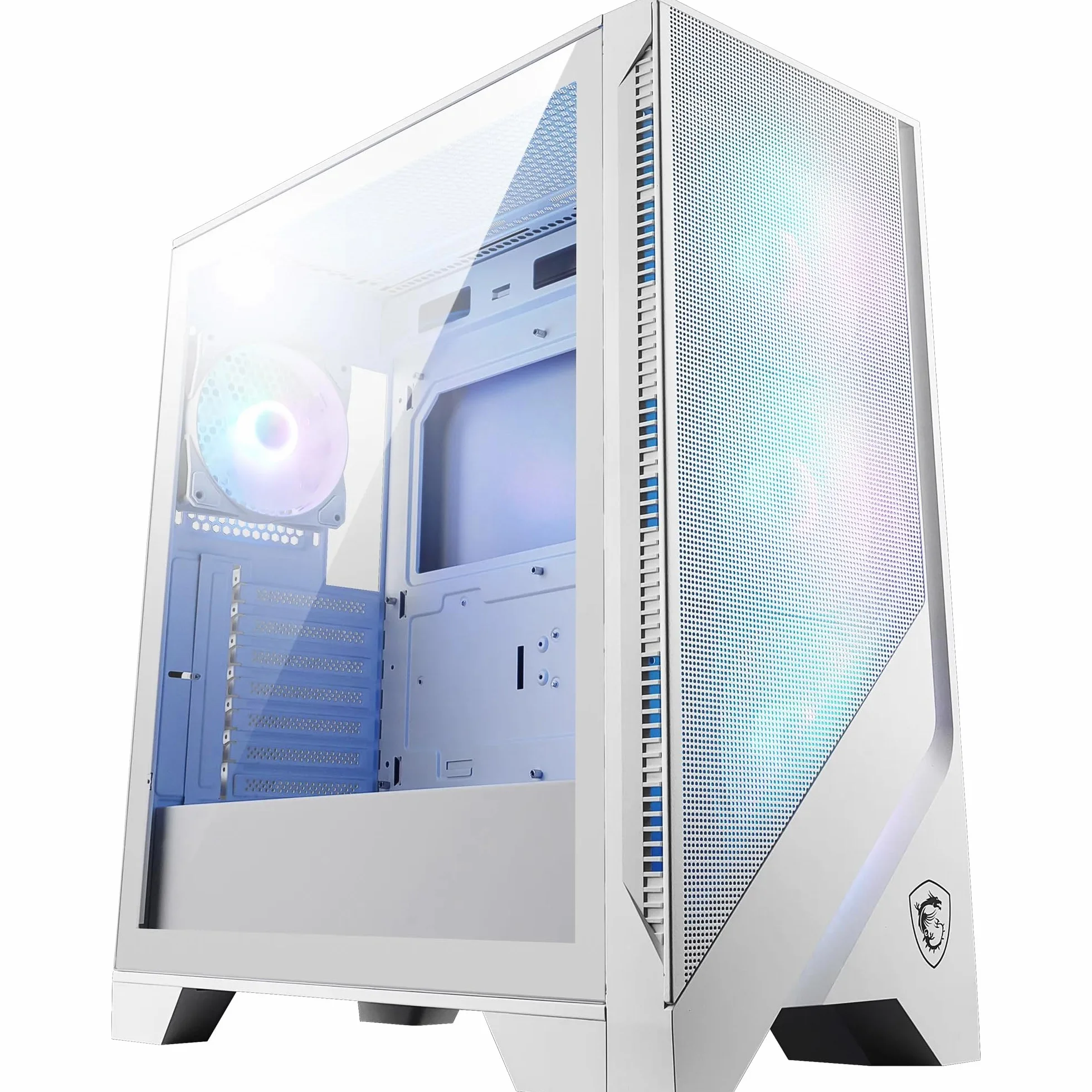 MSI MAG Forge 320R Airflow White Średnia wieża obudowa komputera - ATX, kompatybilna z RTX 40, wentylatory ARGB, magnetyczne filtry przeciwpyłowe, szkło hartowane, koncentrator ARGB, USB Typu-A 3.2