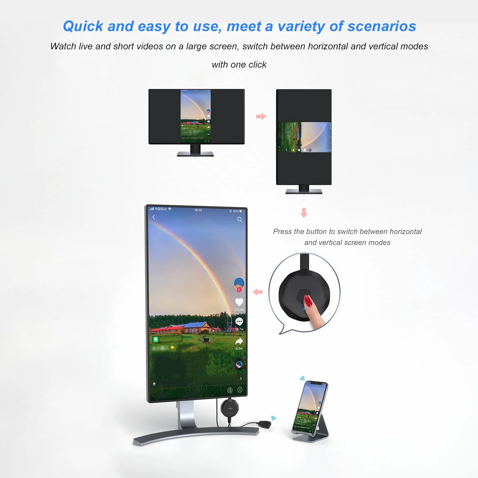 Bezprzewodowy Adapter Wyświetlacza, Odbiornik Wyświetlacza Hd 1080P 2.4G Wifi Do Telefonu/Padu/Tabletów Dublowanie/Przesyłanie Ekranu Do Monitora/Projektora/Telewizora, Używany Do Spotkań/Mowy