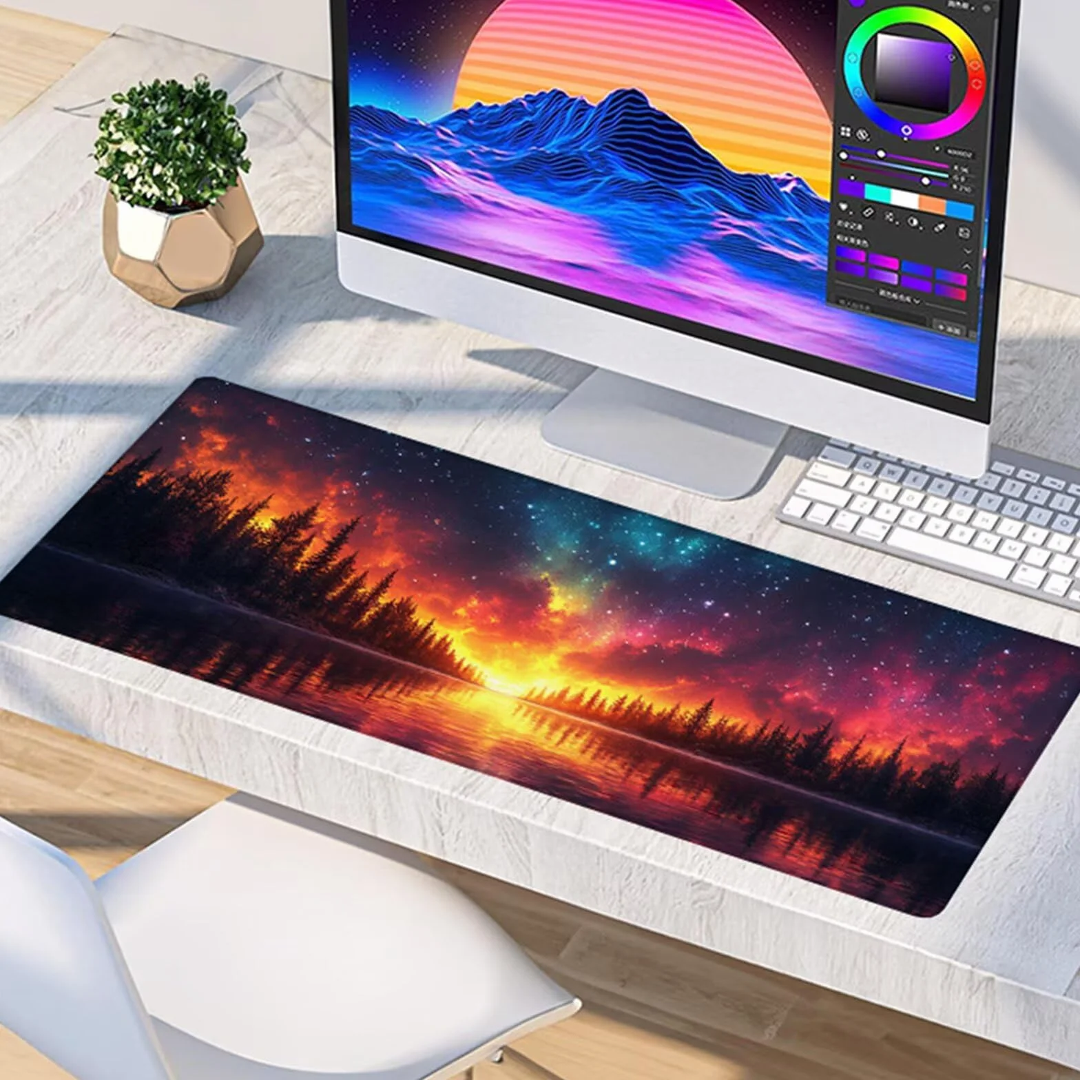 Podkładka pod mysz XXL gwiaździste niebo, podkładka pod mysz 1200 x 600 x 3 mm, podkładka pod mysz dla graczy ze szwami na krawędziach, pod ręką biurko dla graczy, akcesoria do gier, duża podkładka do