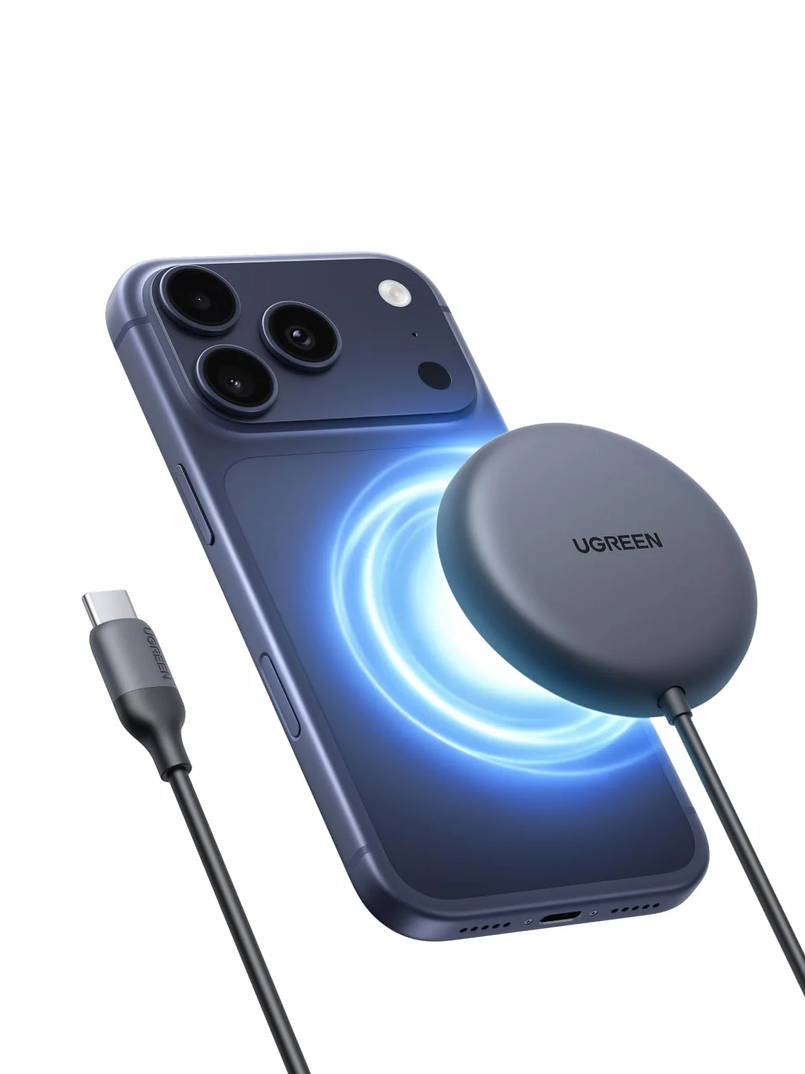 UGREEN Zapix Magnetyczna Bezprzewodowa Ładowarka 25 W, Bezprzewodowa ładowarka z certyfikatem Qi2 do iPhone'a, kompatybilna z MagSafe dla serii iPhone 17/16, z kablem 1,5 m – Czarna