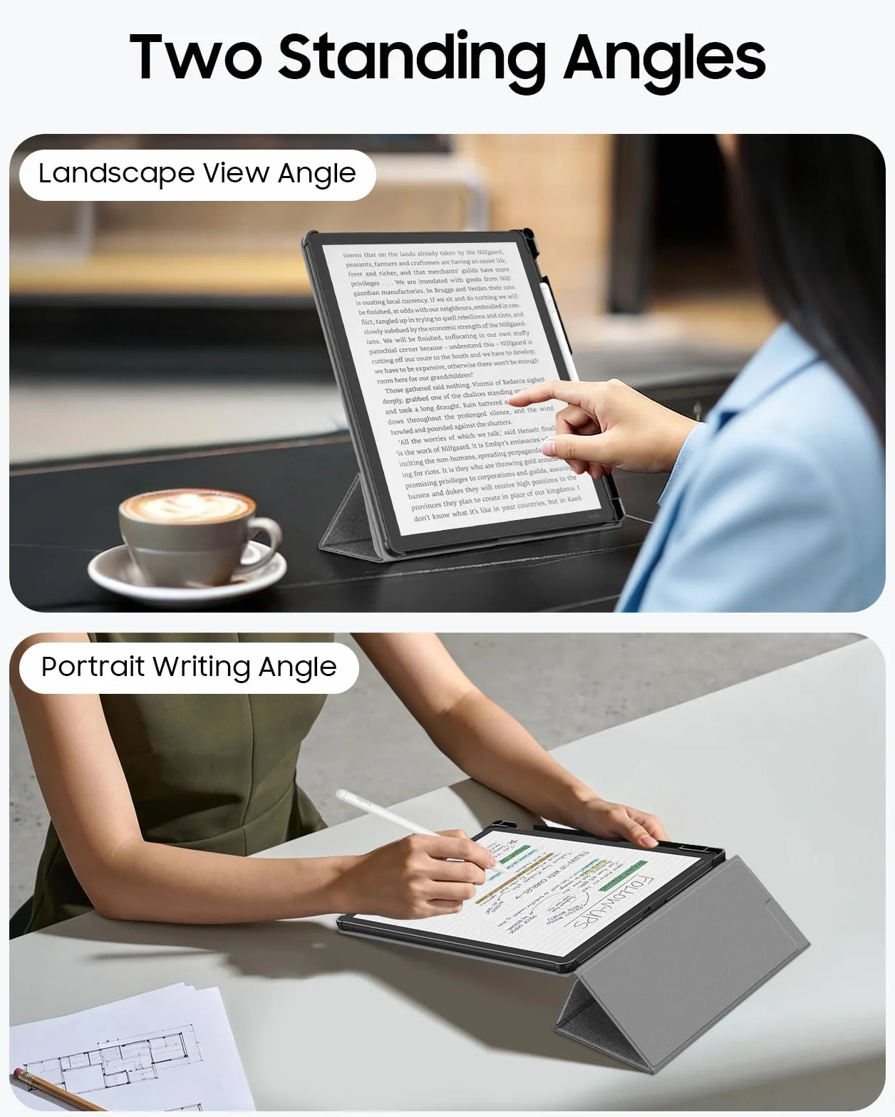 Fintie Etui na 11" Kindle Scribe (3. generacji) i Kindle Scribe Colorsoft (1. generacja) – 2025, szare z uchwytem na długopis i funkcją automatycznego wygaszenia/wybudzania