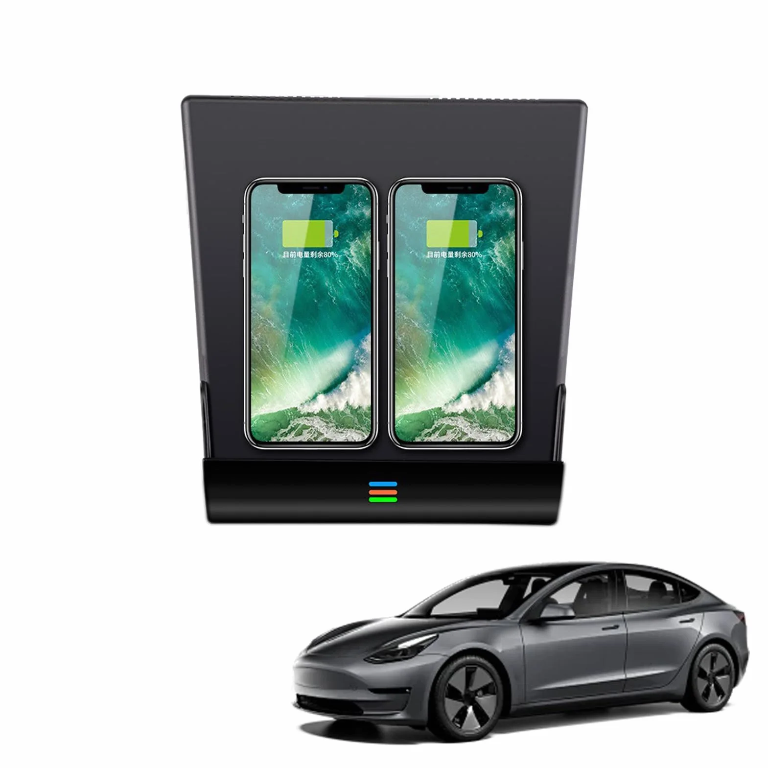 Samochodowa Bezprzewodowa ładowarka dla Tesla Model 3 2019 2020,Indukcyjna ładowarka Bezprzewodowa,15W Szybki Bezprzewodowy Stojak ładowania Qi-certyfikowany,Konsole Centralne Akcesoria
