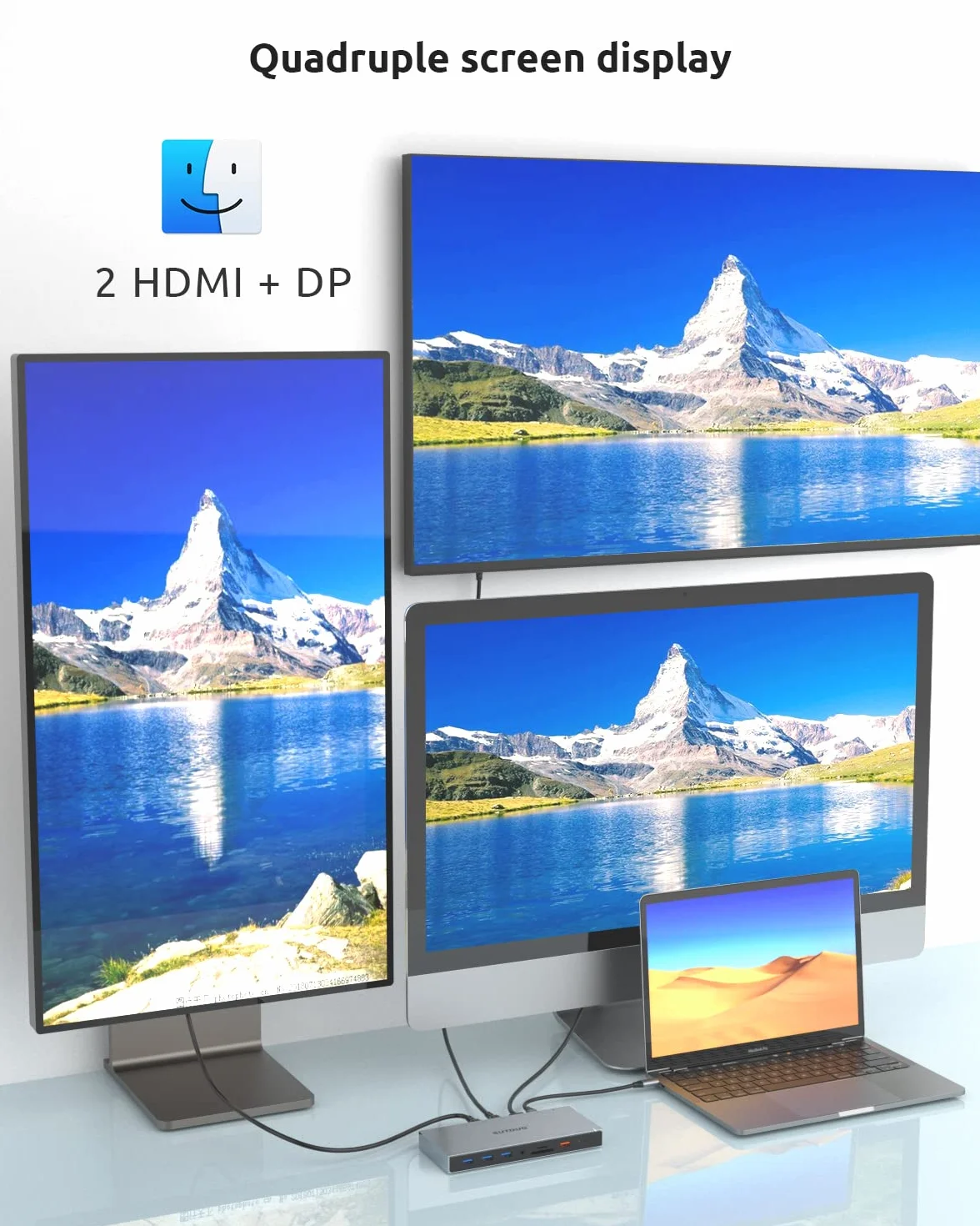 Stacja dokująca, SUTOUG 15 w 1 USB C stacja dokująca 3 monitory z 2 HDMI 4K, DisplayPort, USB 3.1/USB-C Data 3.0, kompatybilna z Windows i MacOS
