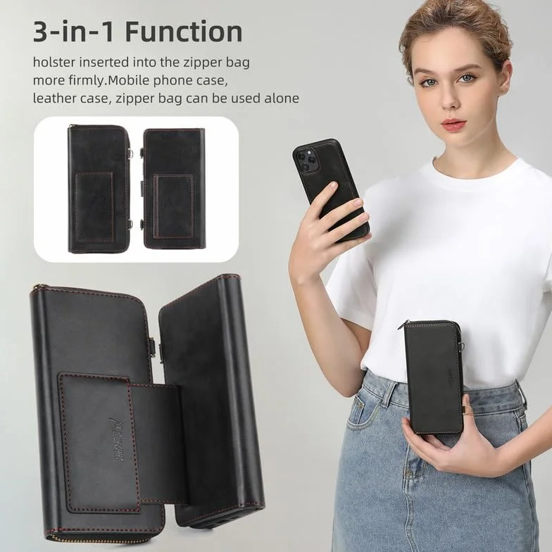 Galaxy S23 Plus Wallet Case 【Zdejmowany portfel 3 w 1, wielofunkcyjny】 magnetyczne etui ze skóry PU, etui z klapką, portfel do Samsung Galaxy S23+ Plus 6,6" - czarne