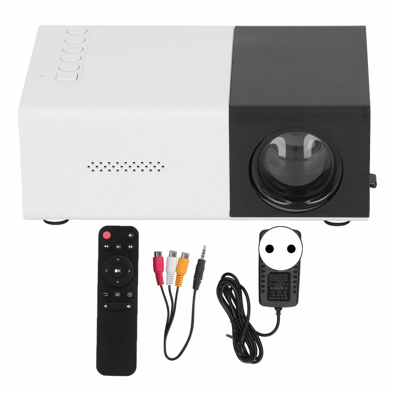 Mini Projektor Wbudowane Głośniki Obraz z Odbiciem Rozproszonym Czarny 1080P Przenośny Projektor Filmowy 100–240 V, Projektor Filmowy do Kina Domowego na świeżym Powietrzu,