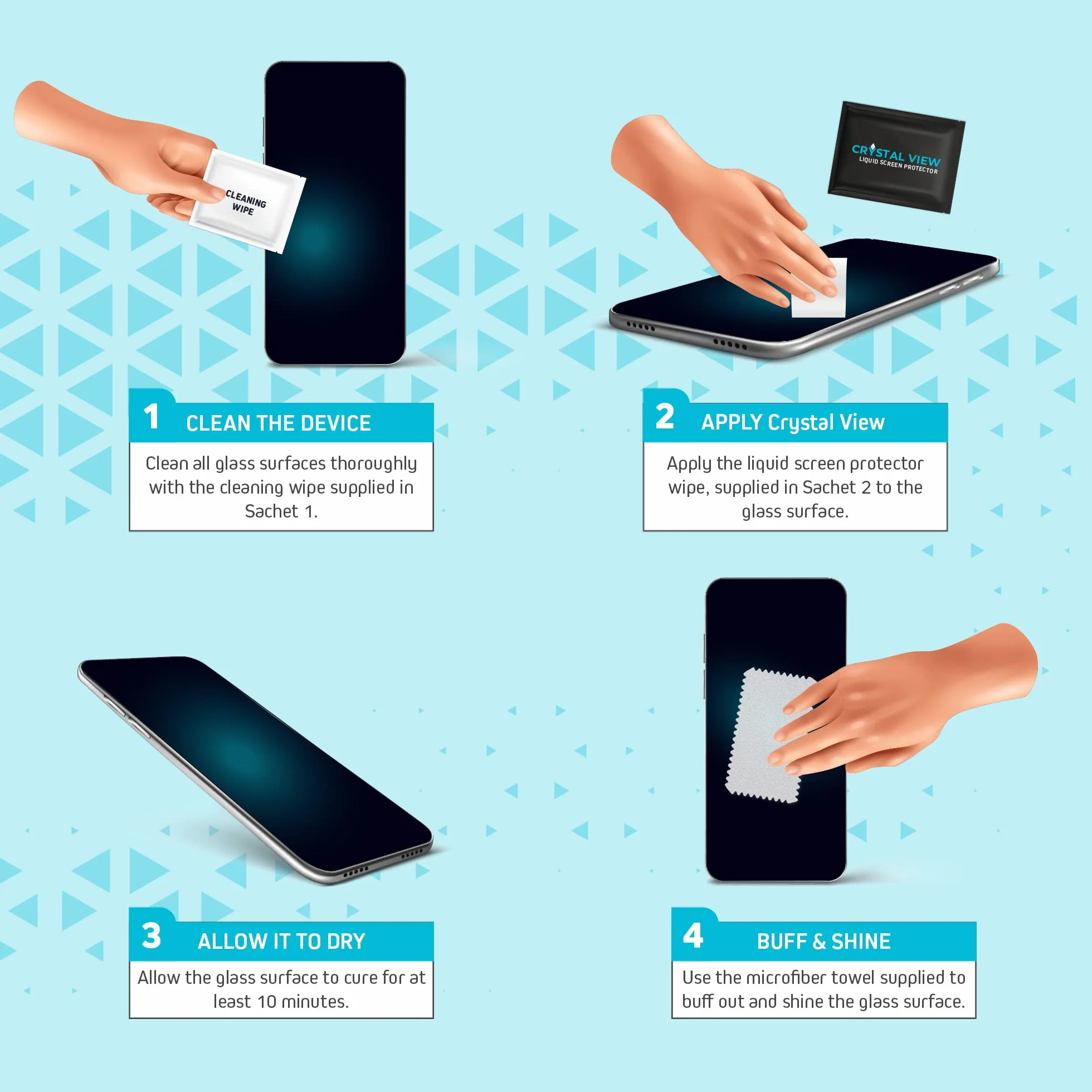CRYSTAL VIEW Osłona ekranu z płynnego szkła – odporna na ścieranie i pękanie, nano ochrona do wszystkich telefonów, tabletów, inteligentnych zegarków, uniwersalna