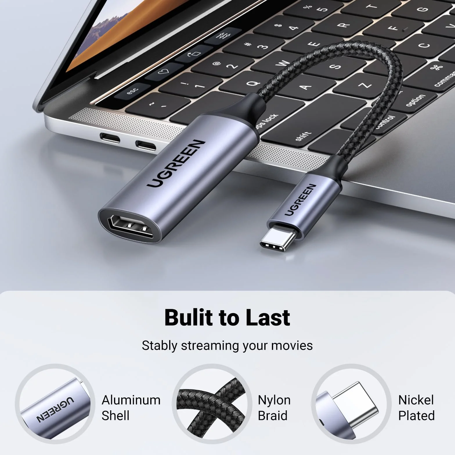 UGREEN Adapter USB-C na HDMI 4K@60Hz Thunderbolt 3/4 Konwerter Typu C kompatybilny z iPhonem 15 Macbook iPad
