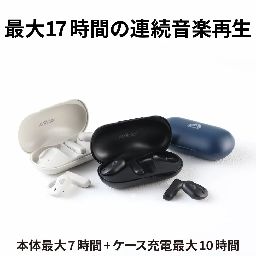JVC Słuchawki douszne, słuchawki True Wireless, konstrukcja uszu, woda Proof (IPX4) do biegania, wyciszenie mikrofonu, autonomia 17H, Bluetooth 5.1, HA-NP35T-A (niebieski)