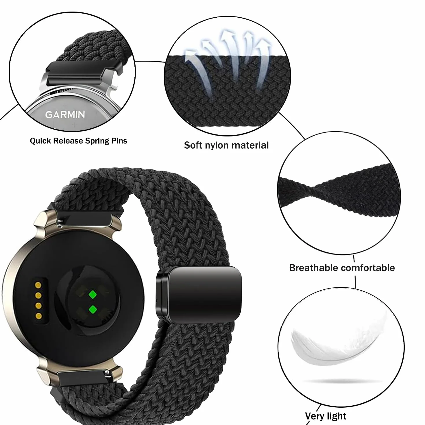Pleciona opaska do Garmin Lily 2, pasek 14 mm elastyczny