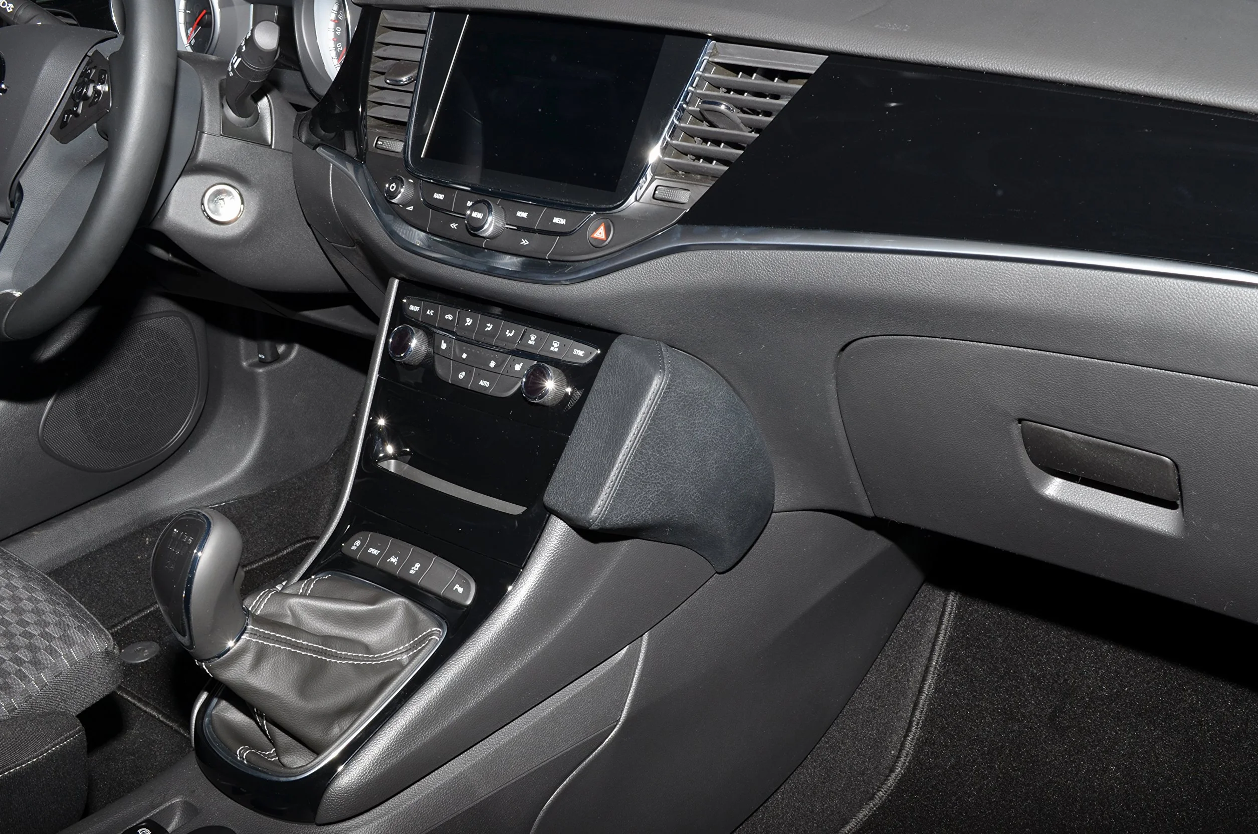 KUDA 2520 uchwyt z prawdziwej skóry czarny do Opel Astra K od 2015 - (duże mocowanie)