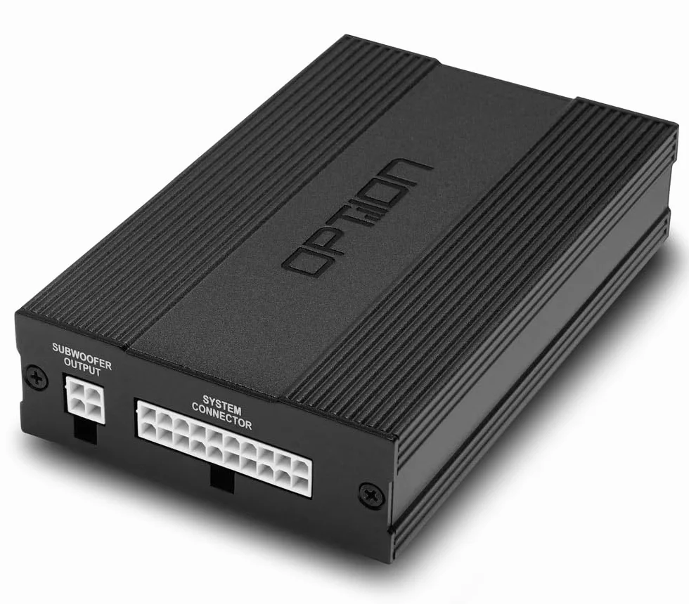 Option System dźwiękowy kompatybilny z Cupra Born (2. generacja, od roku produkcji 2024, standardowy system dźwiękowy) - 100% Plug & Play Kit z 6-kanałowym wzmacniaczem DSP i subwooferem Rock-4