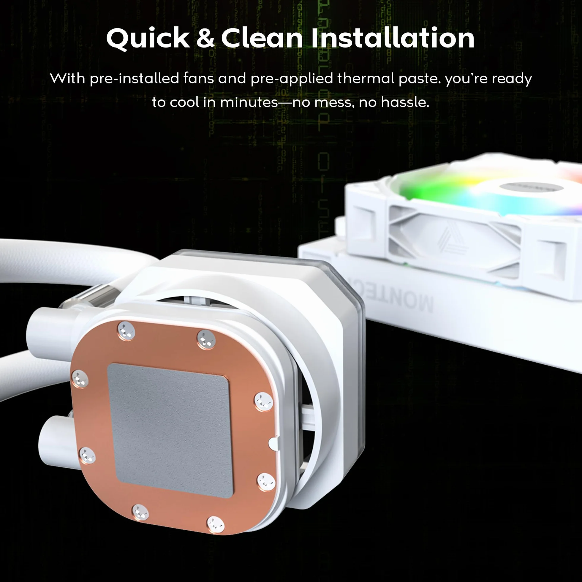MONTECH HyperFlow Digital 360 (W) All-in-One chłodzenie wodne CPU Cooler 360 mm, biały