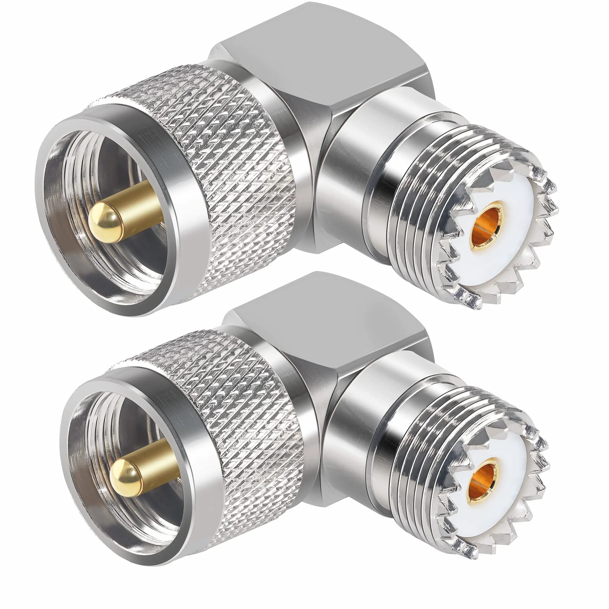 TUOLNK UHF męskie na żeńskie złącze kątowe UHF PL259 męski na SO239 żeńskie kolano 90 stopni adapter koncentryczny RF PL-259 L kształt koncentryczny adapter do przedłużacza 2 szt