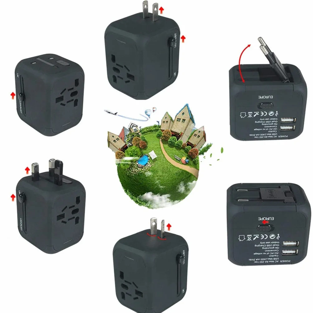 Travel International Power Adapter, Universal Travel Adapter, Adapter z Dual Usb. Międzynarodowe gniazdo podróży.