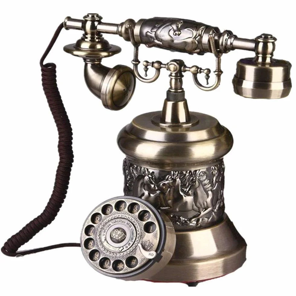 Telefon stacjonarny do domu, europejski telefon antyczny, telefon z tarczą obrotową, telefon stacjonarny retro, telefon stacjonarny na biurko, telefon przewodowy do domu i dekoracji, mosię