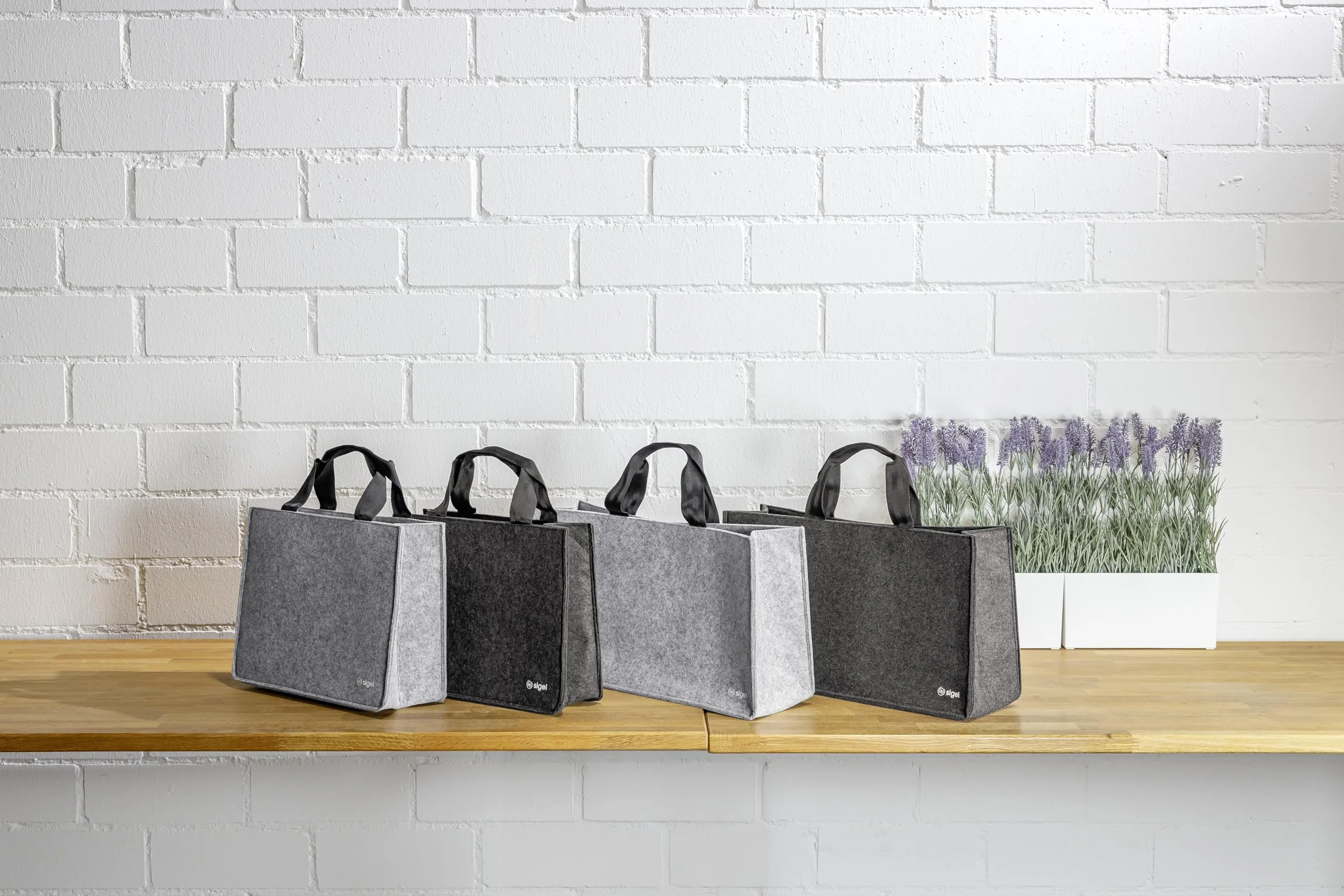 SIGEL BA431 Torba na biurko Basic L - Filc syntetyczny - Jasnoszary - 50 x 28 x 15 cm