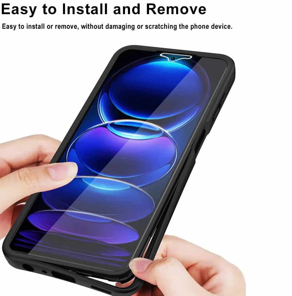 Etui Xiaomi Redmi Note 12 Pro, wbudowana folia ochronna, ochrona 360°, TPU, odporna na wstrząsy - fioletowy