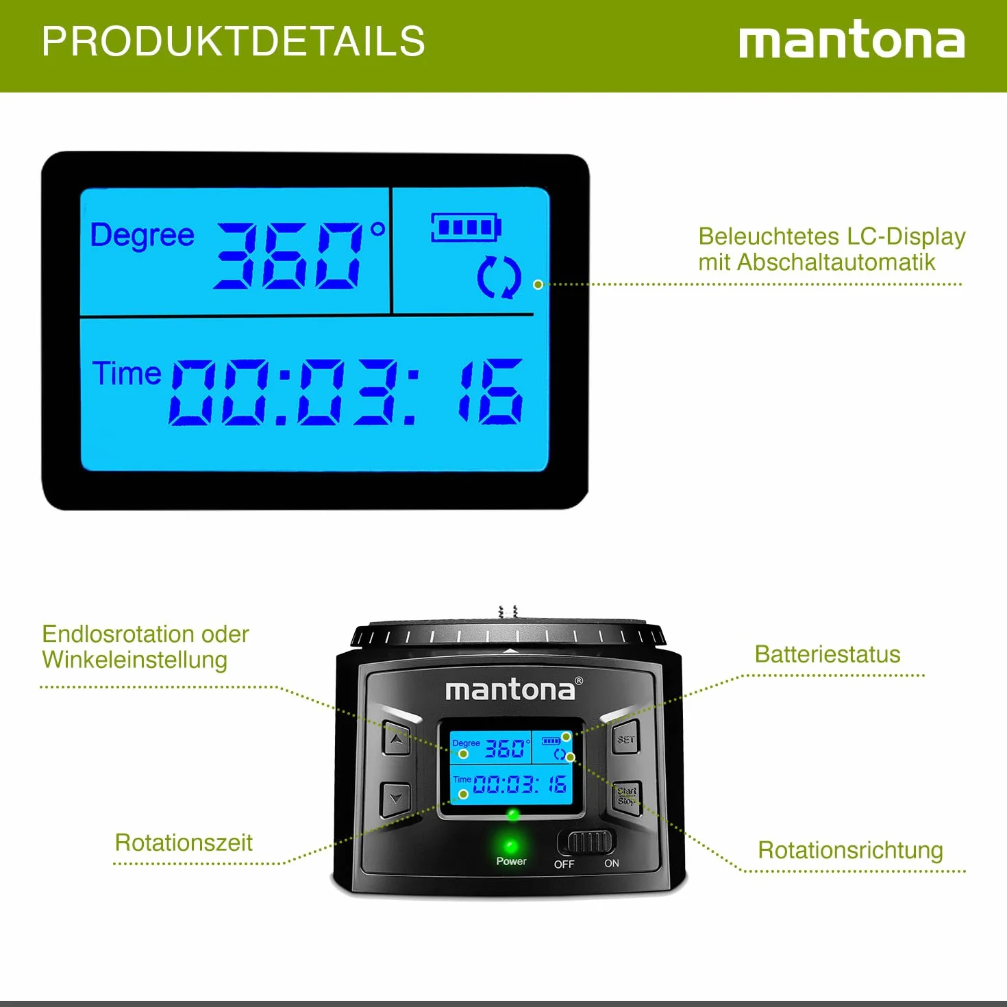 Mantona Turnaround 360 Advanced 3 Głowica Statywu z 2 Adapterami i Uchwytem na Smartfona, Czarny, 1 Sztuka