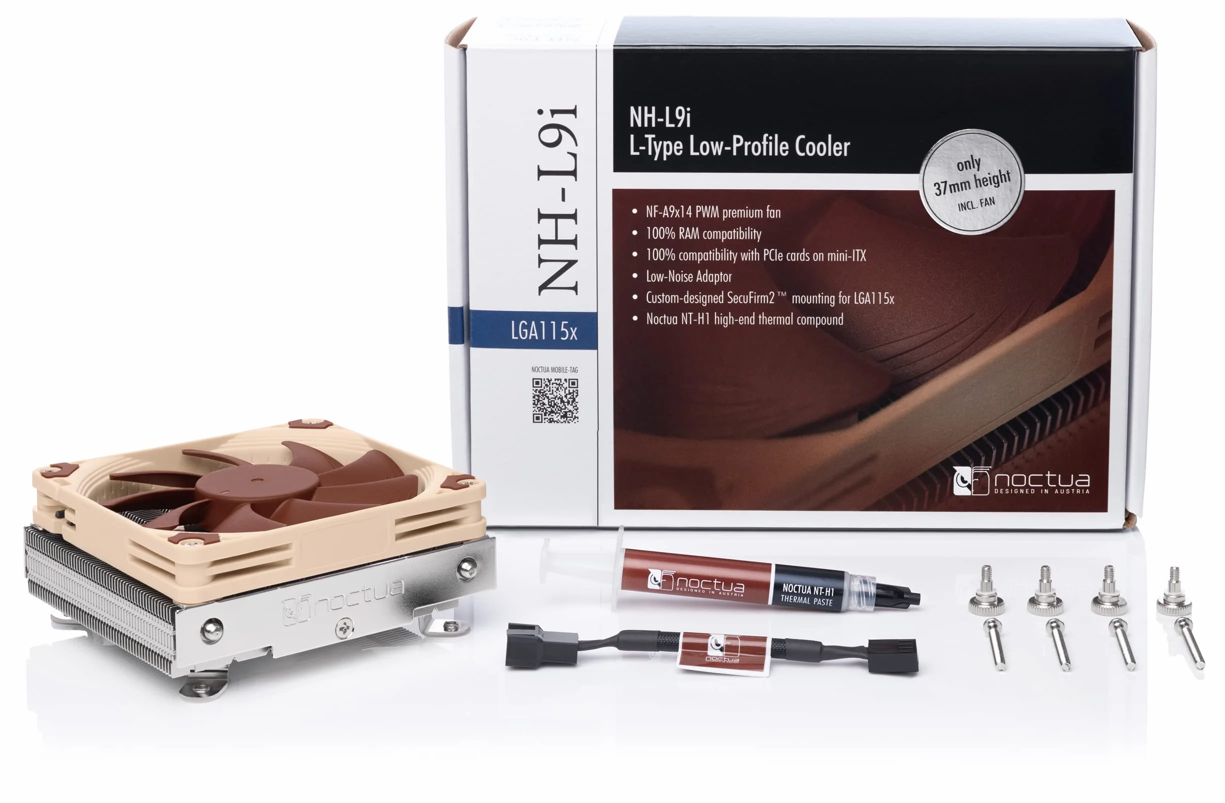 Noctua NH-L9i, Cooler CPU Low-Profile Klasy Premium dla Intel LGA1200 & LGA115x (Brązowy)