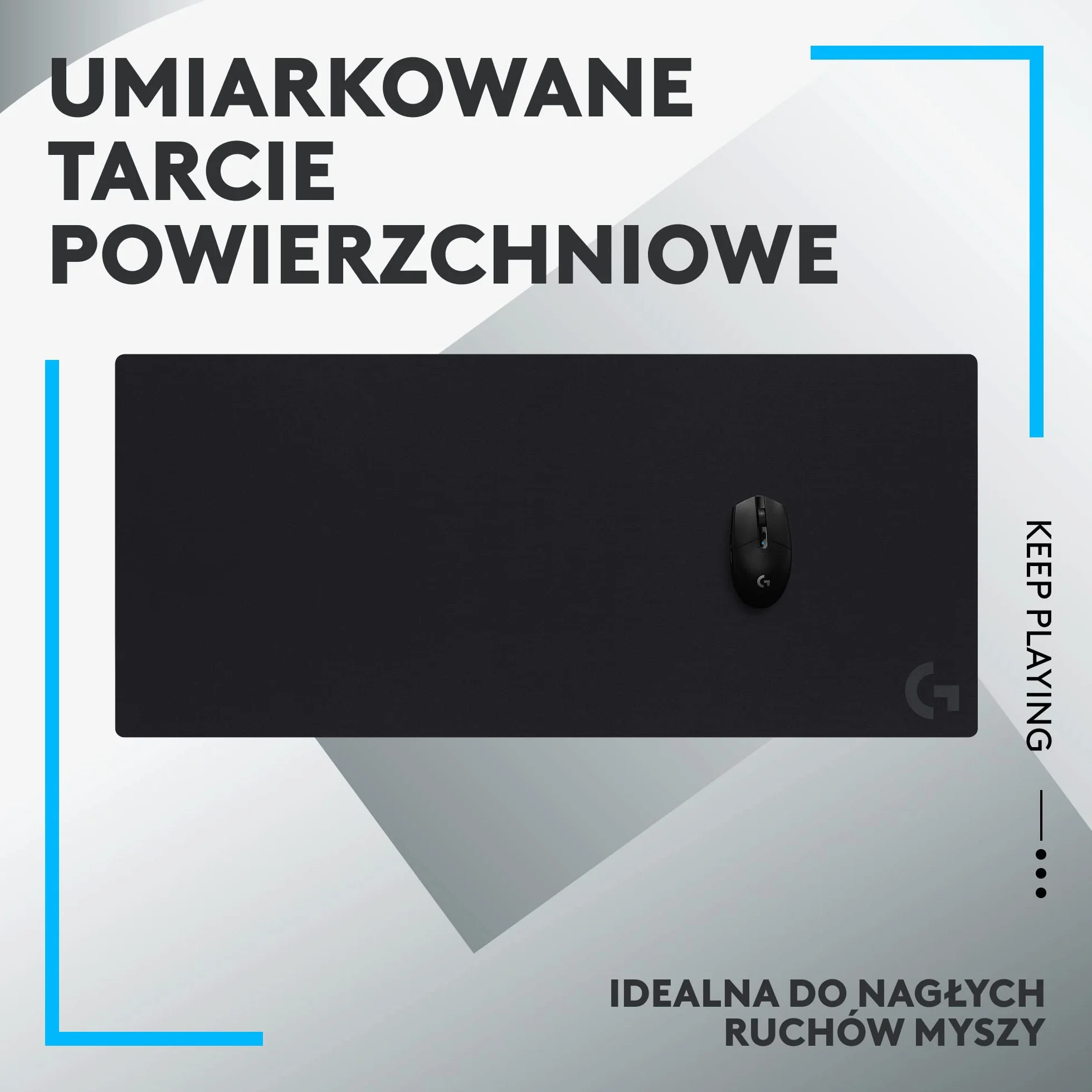 Logitech G G840 Bardzo Duża Podkładka pod Mysz dla Graczy, Stworzona pod Czujniki, Umiarkowane Tarcie, Antypoślizgowa, akcesoria do PC i do Mac, 900 x 400 x 3 mm