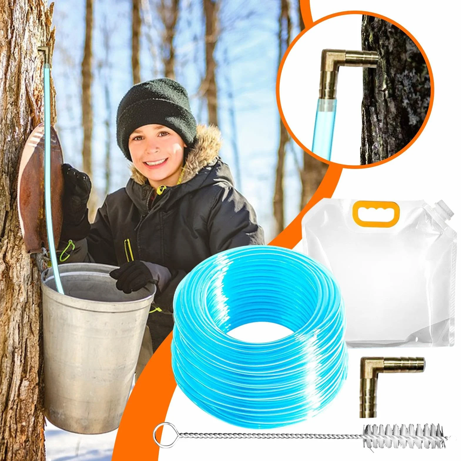 Zestaw do zbierania soku z klonu | Zestaw do syropu klonowego - torby wielokrotnego użytku Organiczne rurki przeciw zamarzaniu, samowystarczalność, produkcja cukru, brzozowa woda edukacyjna