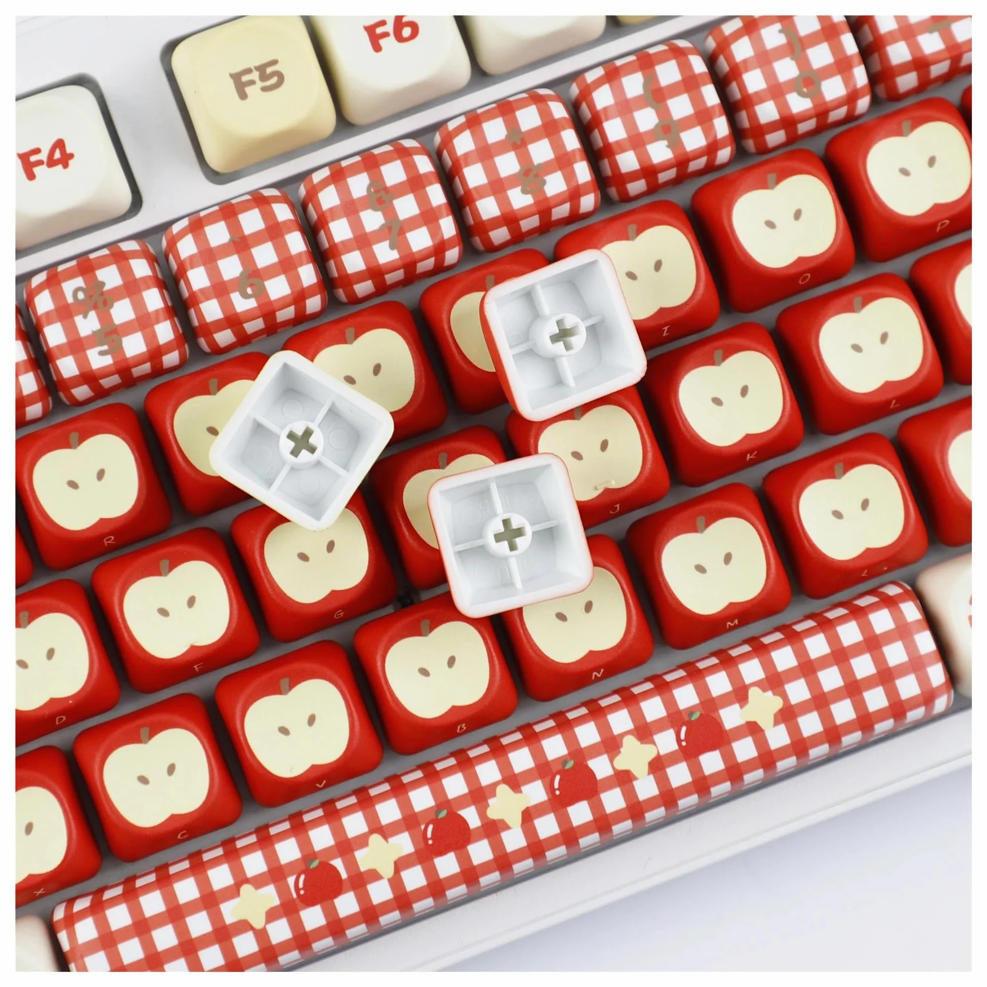Red Green Apple MOA PBT Dye Sub Keycaps for 61/68/75/87/98/104/108 MX Keyboard, Soft Lightweight(97 Keys Green)