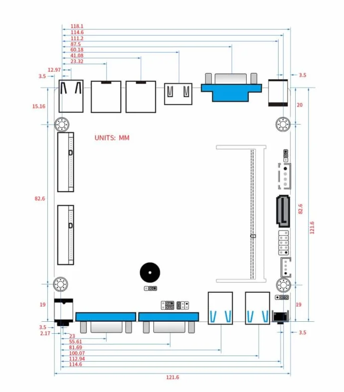Bez wentylatora zapora sieciowa mini PC, Intel Core i3-3215U, 2 rdzenie i 2 wątki, wbudowany chip karty sieciowej Realtek RTL8111H, obsługa 1 x DDR3L, 2 x COM, 1 x interfejs HDMI (bez pamięci