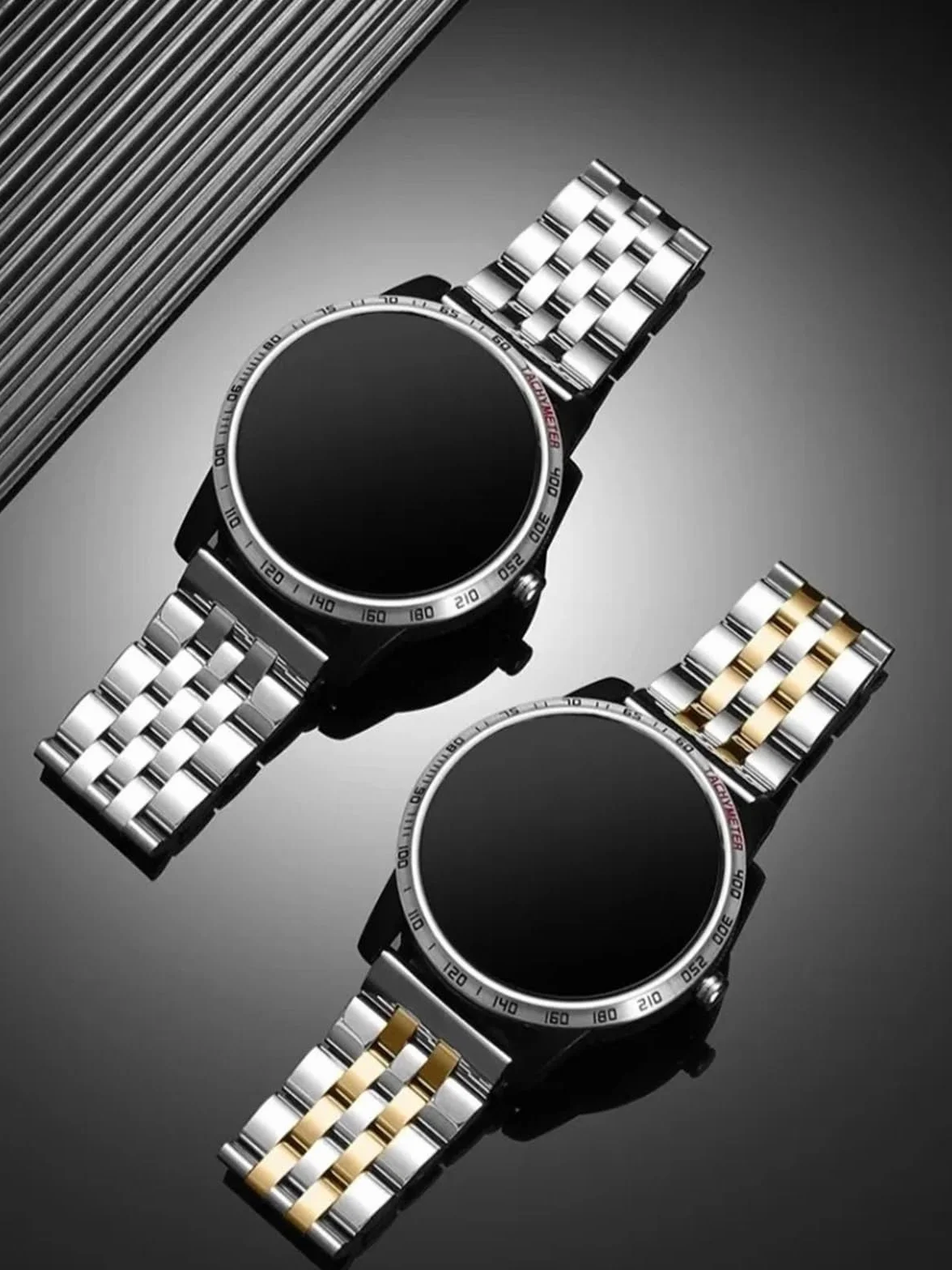 Paski do smartwatchy, Pasek do zegarka ze stali nierdzewnej 20 mm 22 z szybkim zapięciem, zegarków męskich i damskich, pasuje większości tradycyjnych akcesoriów(Black Silver,22mm)