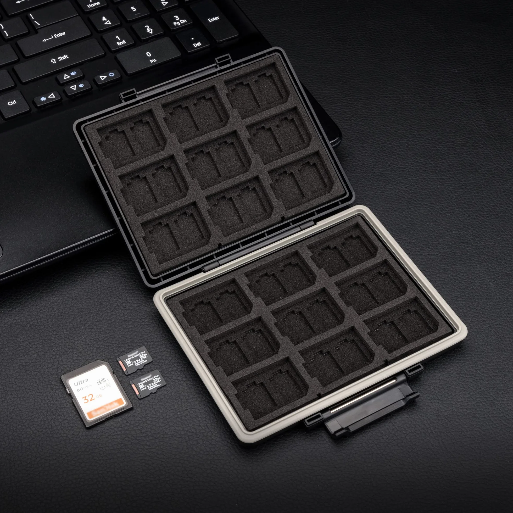 JJC Etui na karty pamięci, 54 gniazda, wodoodporne, do 36 Micro SD SDXC SDHC + 18 SD SDXC SDHC, etui do przechowywania