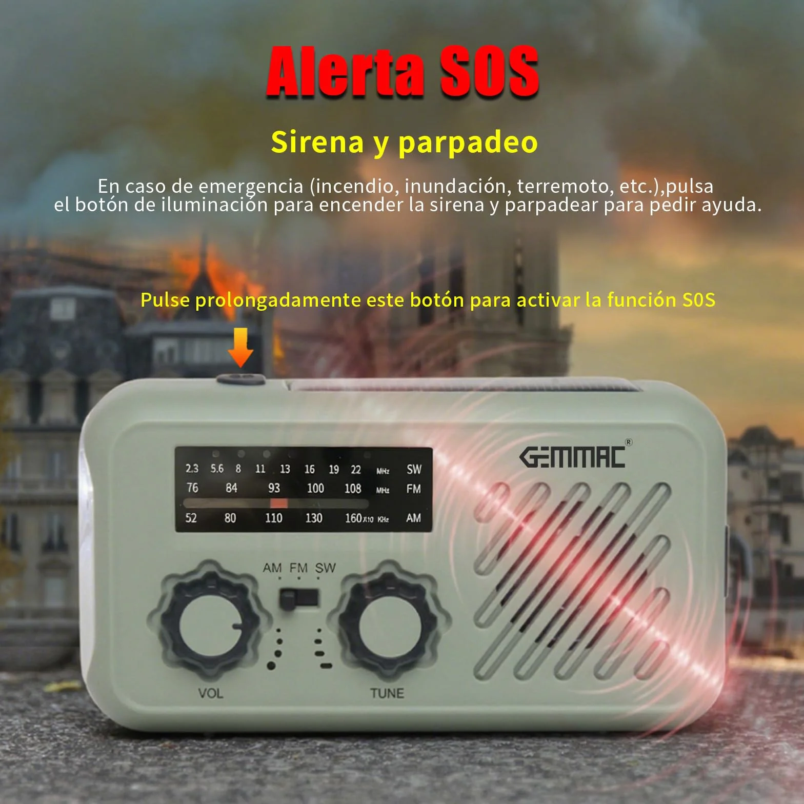 Radio Awaryjne z Korbą Ręczną, Przenośne Radio AM/FM 2000 mAh z Ładowarką Słoneczną, 3 Tryby Latarki Alarm SOS do Materiałów Awaryjnych, Sporty na świeżym Powietrzu, Sprzęt Survivalowy