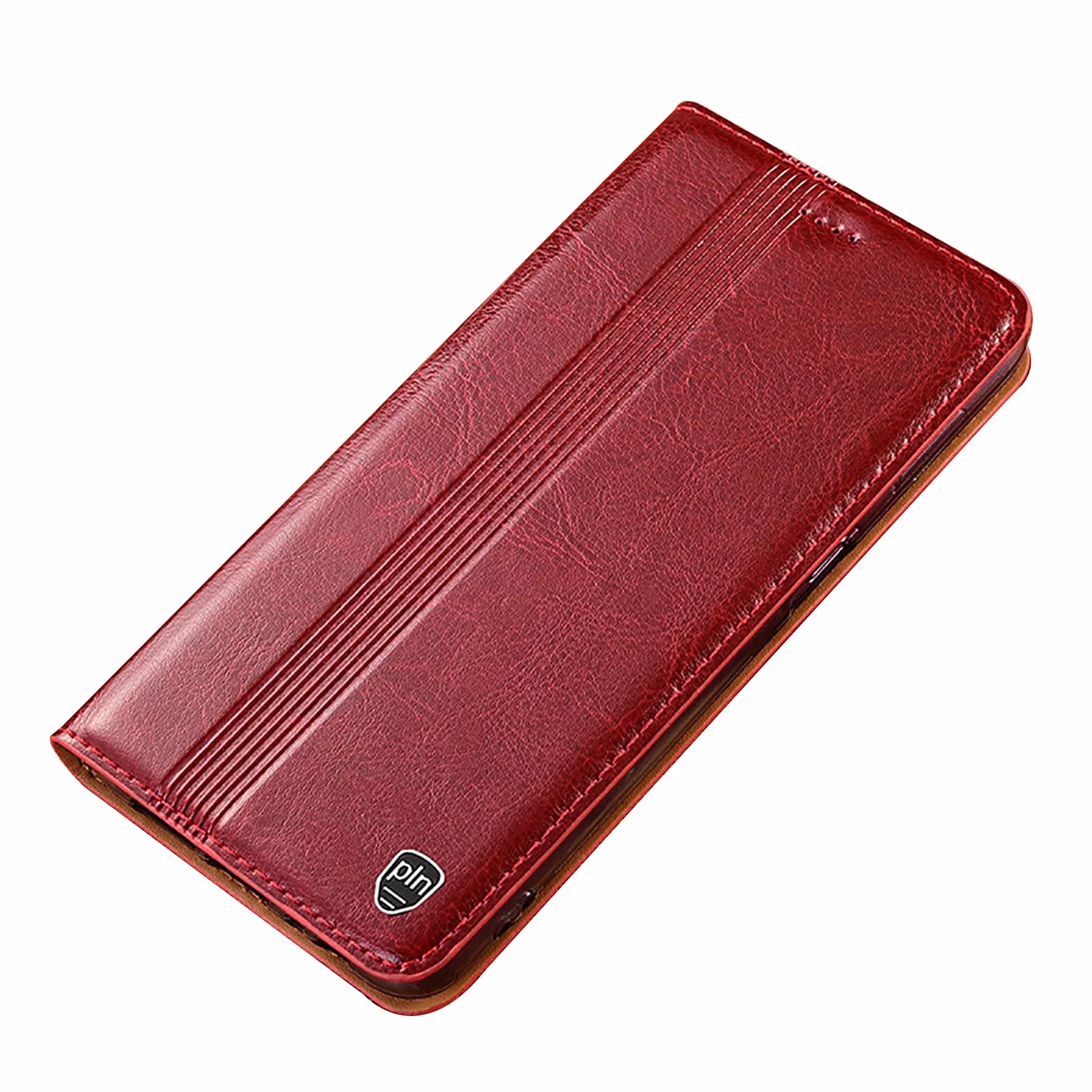 Etui z prawdziwej skóry do iPhone 17 PRO Max/17 Pro/17 Air/17, magnetyczne etui z klapką w stylu vintage biznesowe etui na telefon komórkowy, czerwony, 17 PRO