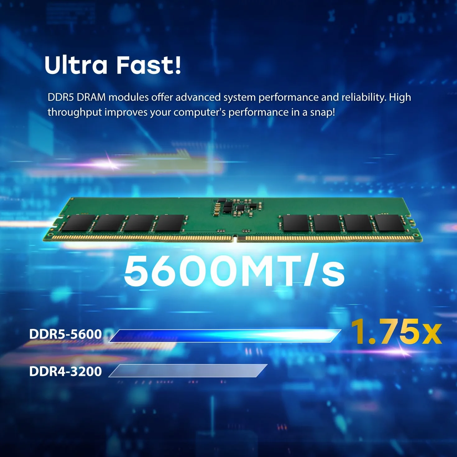 Transcend Moduł pamięci JetRam JM5600ASE DDR5 48 GB - 5600 MT/s, niskie napięcie 1,1 V, do stacji roboczych o wysokiej wydajności/gier -JM5600ASE-48G
