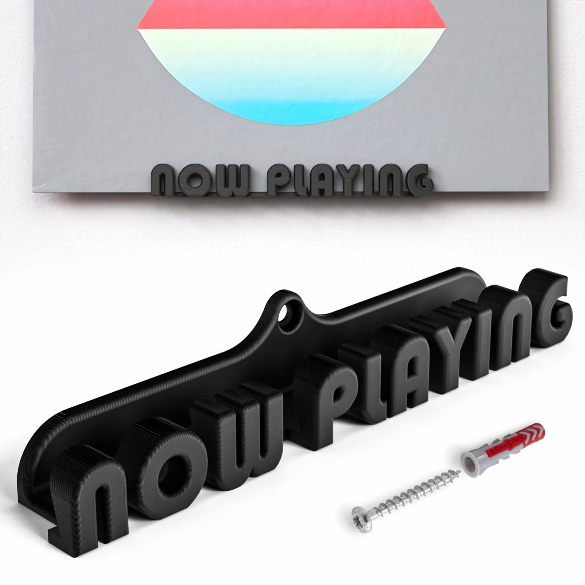 Mobilefox Uchwyt ścienny na płyty gramofonowe NOW PLAYING pasuje do LP Disc Vinyl Holder czarny