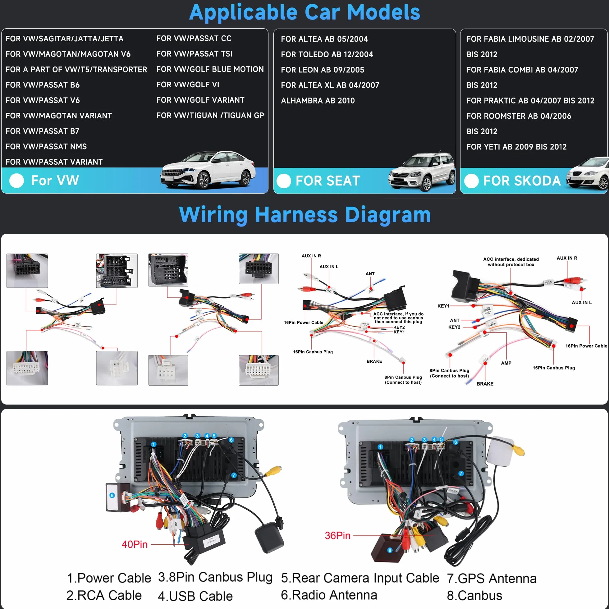 4G + 64G 7" Android radio samochodowe do VW Golf 5 6 Passat Jetta Caddy EOS T5 Tiguan Touran CC bezprzewodowe radio samochodowe do carplay radio samochodowe 2 Din z Androidem samochodem GPS Navi WiFi