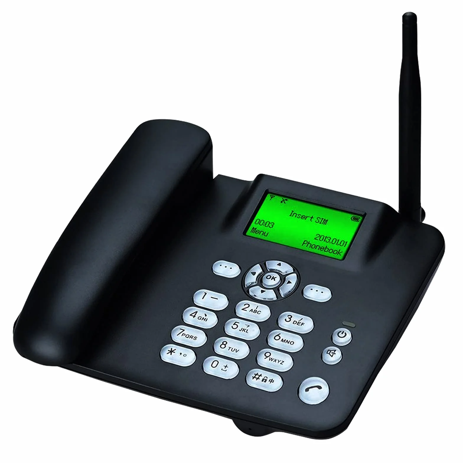 IBOWZ Czteropasmowy telefon stacjonarny gsm klasyczny telefon biurkowy, bezprzewodowa karta SIM telefon komórkowy gsm klasyczny stół, głośny dzwonek, widok identyfikatora dzwoniącego, do domowego