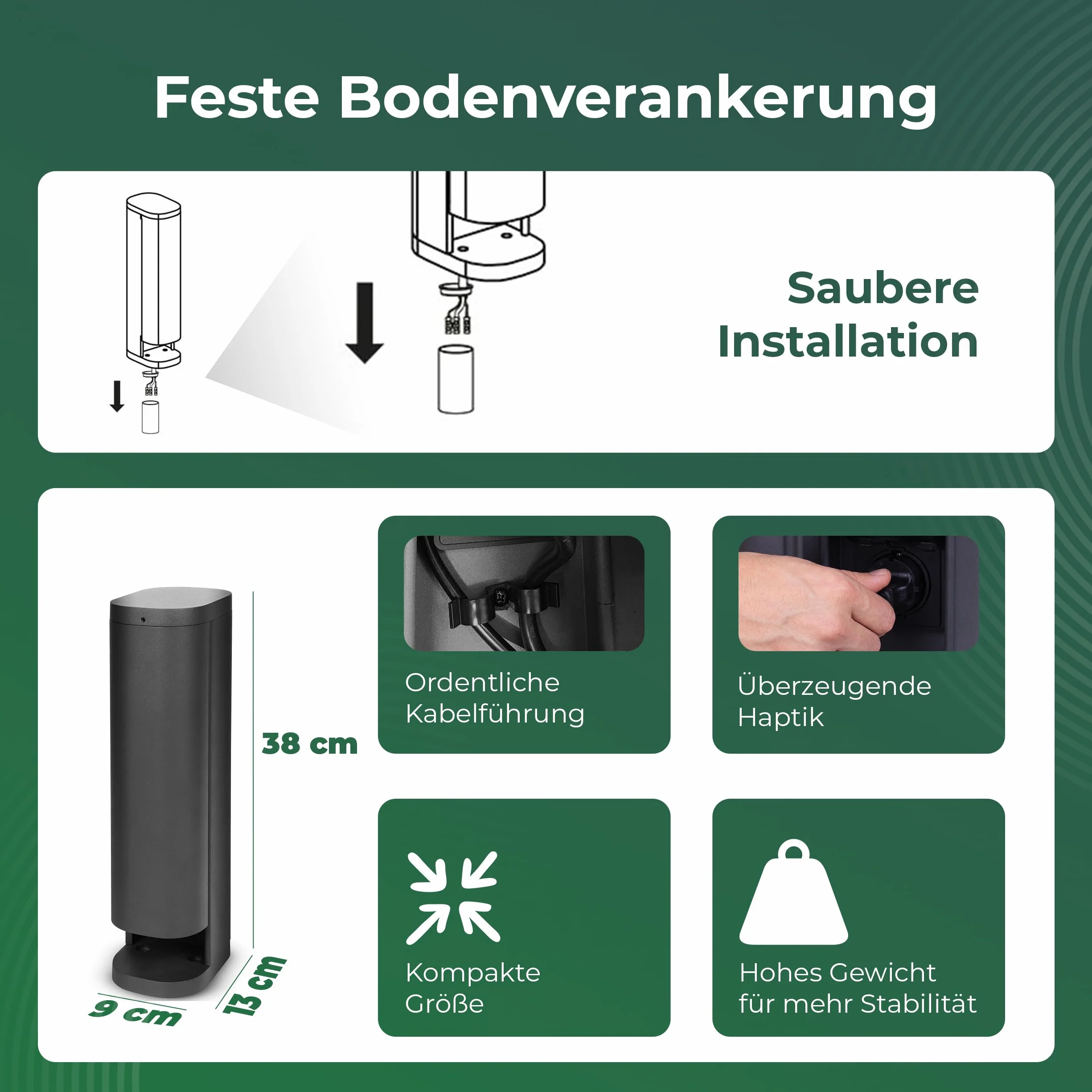 Novatool 4 x gniazdko ogrodowe, radiowe, podwójne, antracytowe, inteligentne WiFi, aplikacja IP44, okrągłe, do użytku na zewnątrz, do ogrodu, wieża z gniazdkiem