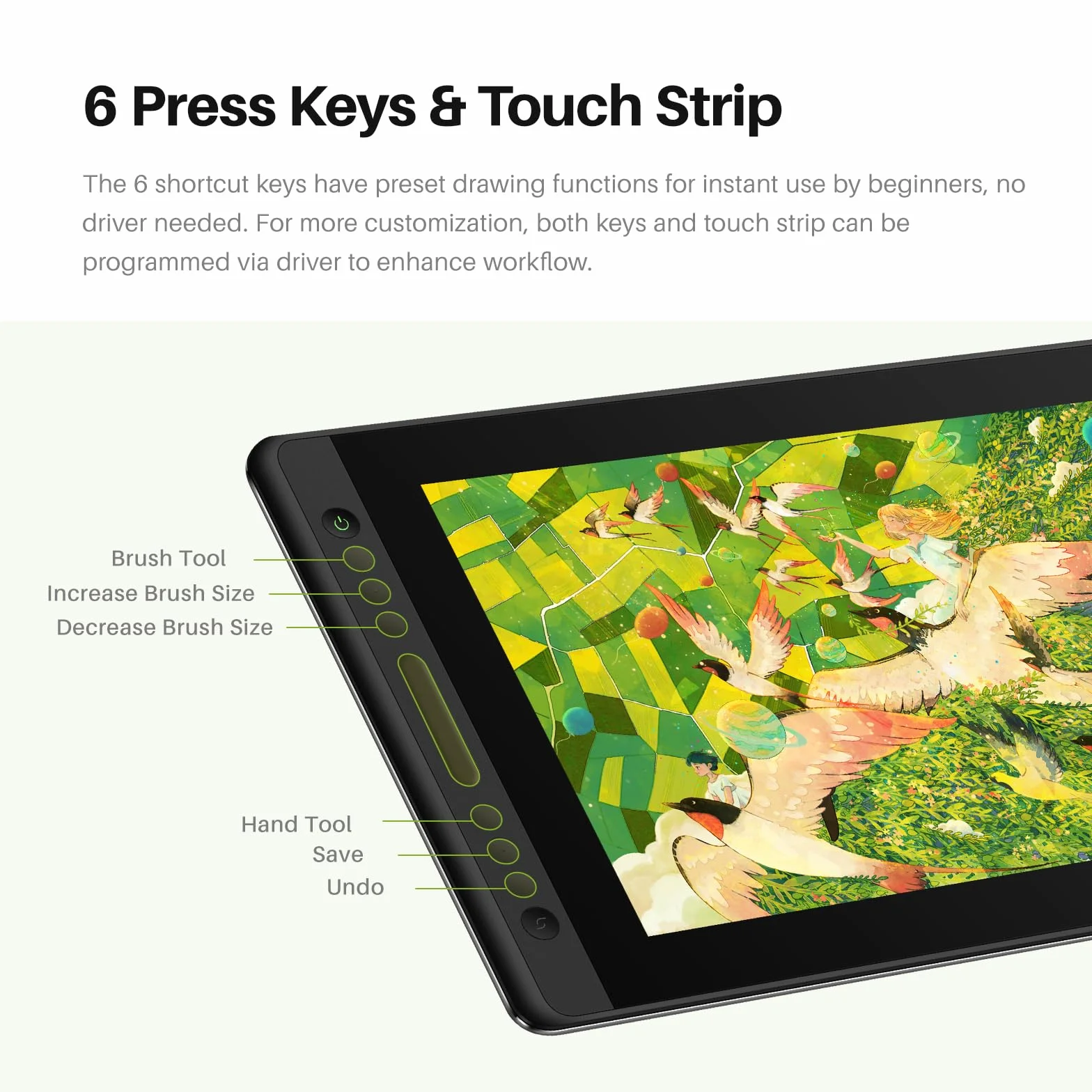 HUION Kamvas Pro 16 V2 tablet do rysowania z ekranem, 16K poziomów, PenTech 4.0, bez baterii, 15,6-calowy, w pełni laminowany, inteligentny pasek dotykowy i 6 klawiszy, artystyczny tablet
