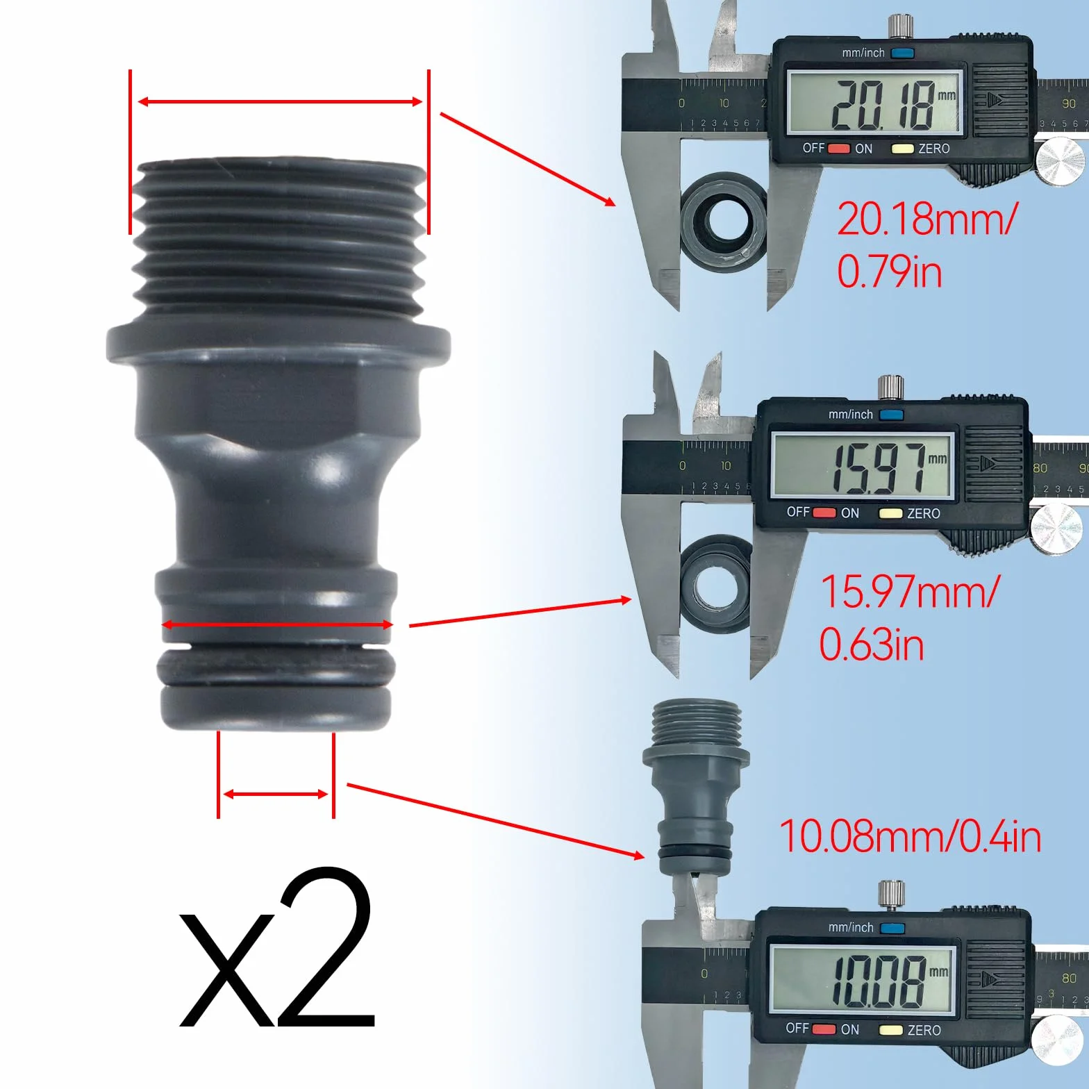 ZoeTekway 2 sztuki złączek do węża, gwint zewnętrzny do kranu, adapter