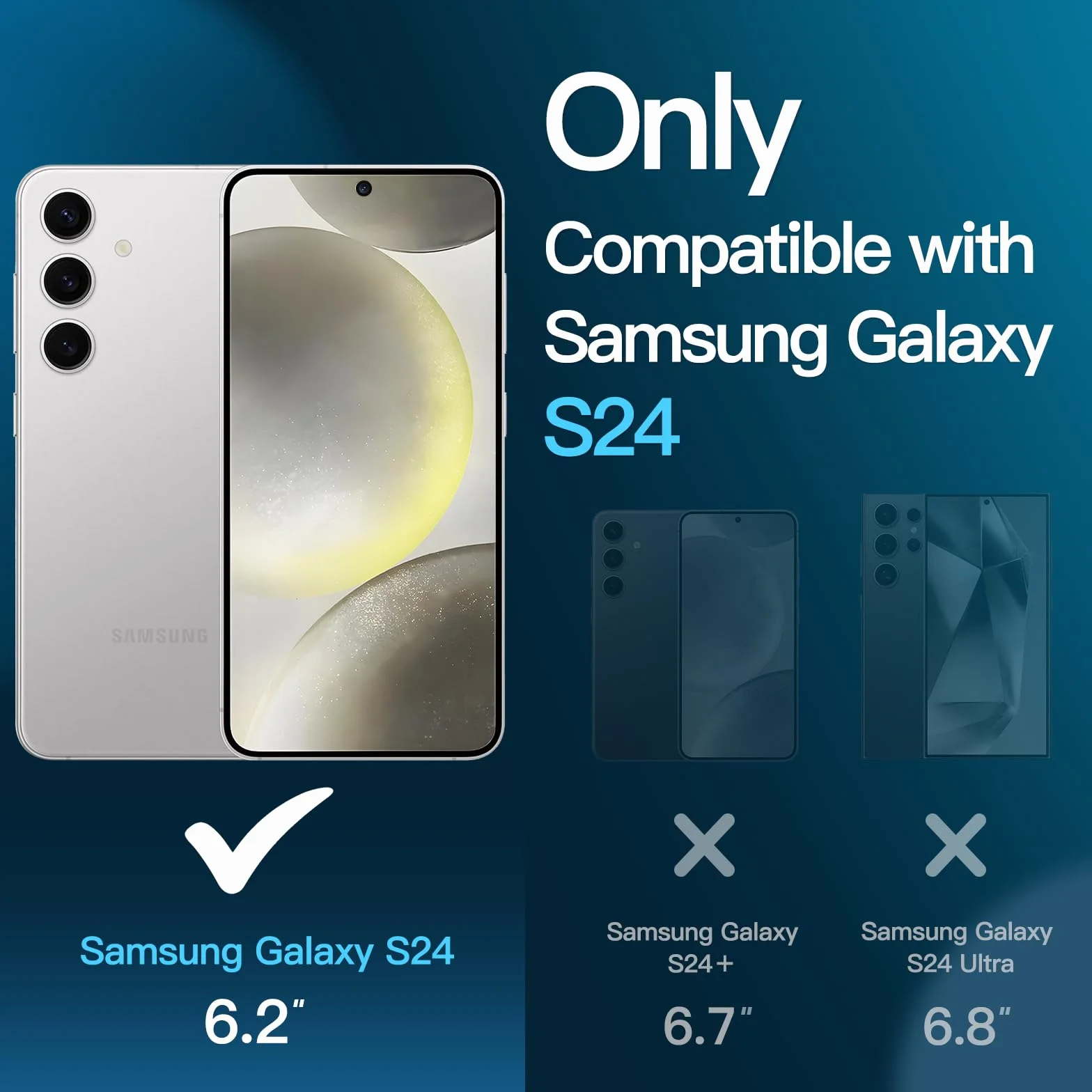 JETech Ochraniacz Ekranu dla Samsung Galaxy S24 5G 6,2 Cala, Szkło Hartowane, 3 Sztuki