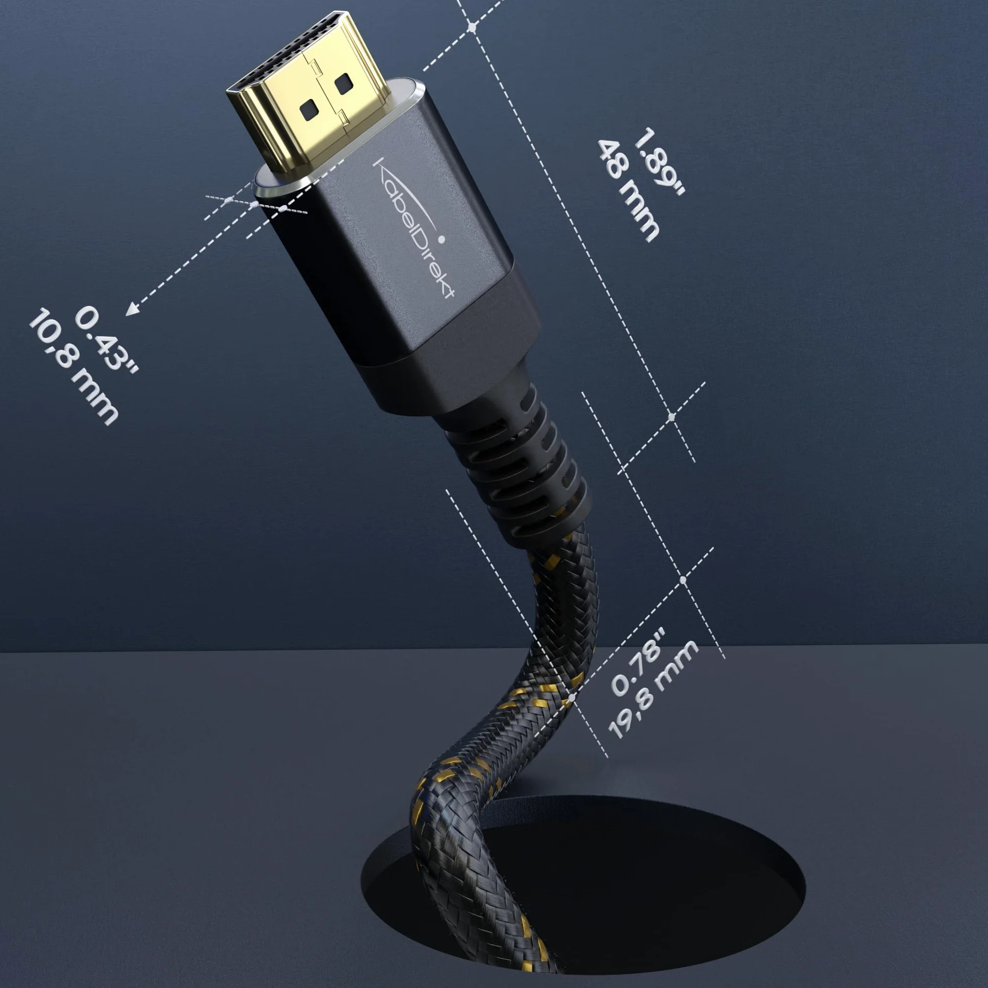 KabelDirekt Kabel HDMI 2.1 2m 8K 48Gbps Metalowe Złącza Pleciona Okładzina