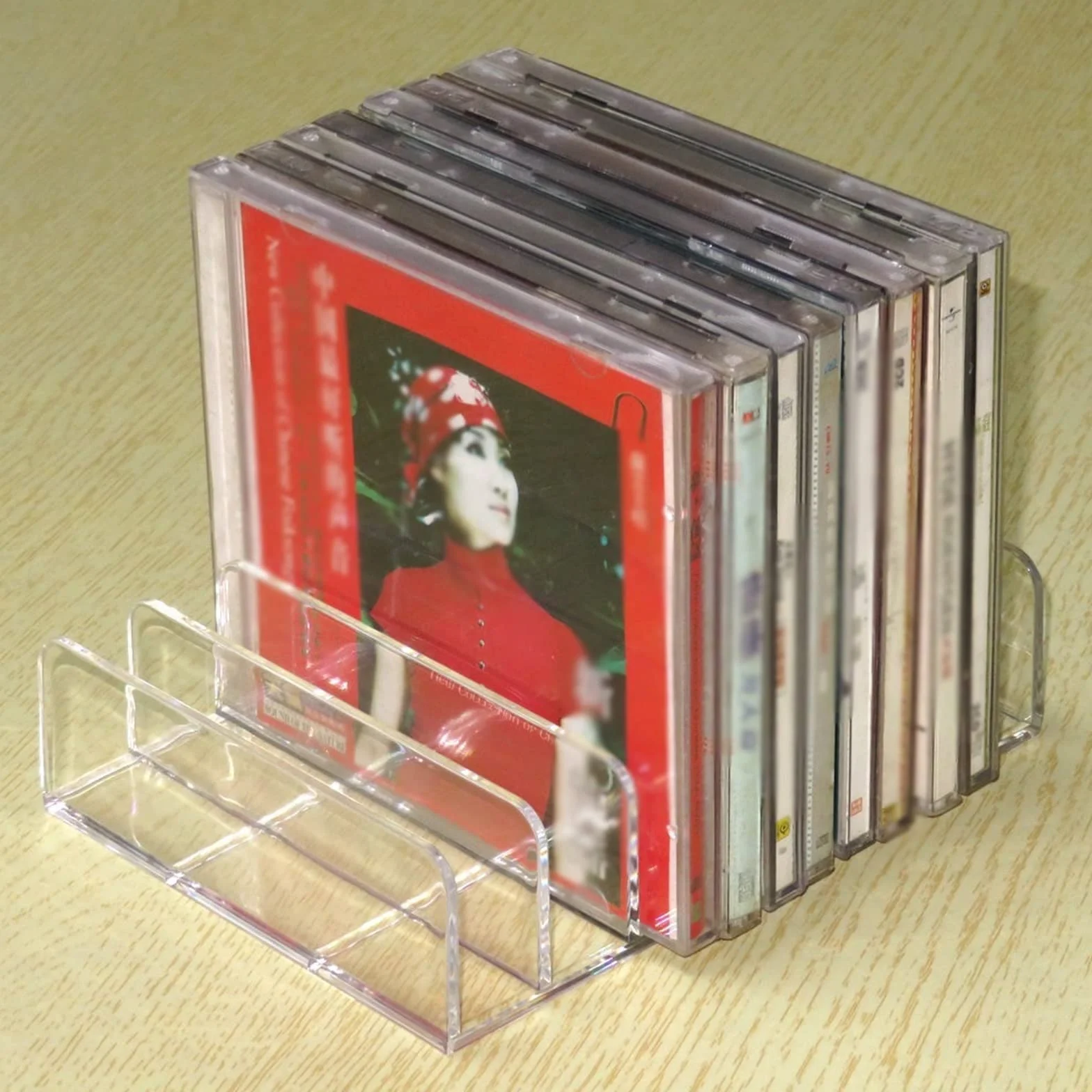przechowywanie płyt Taca do przechowywania płyt DVD, przezroczysty akrylowy stojak CD, na płyty z możliwością układania w stosy Stojak organizery - mieści 14 standardowych pudełek stojak na płyty CD