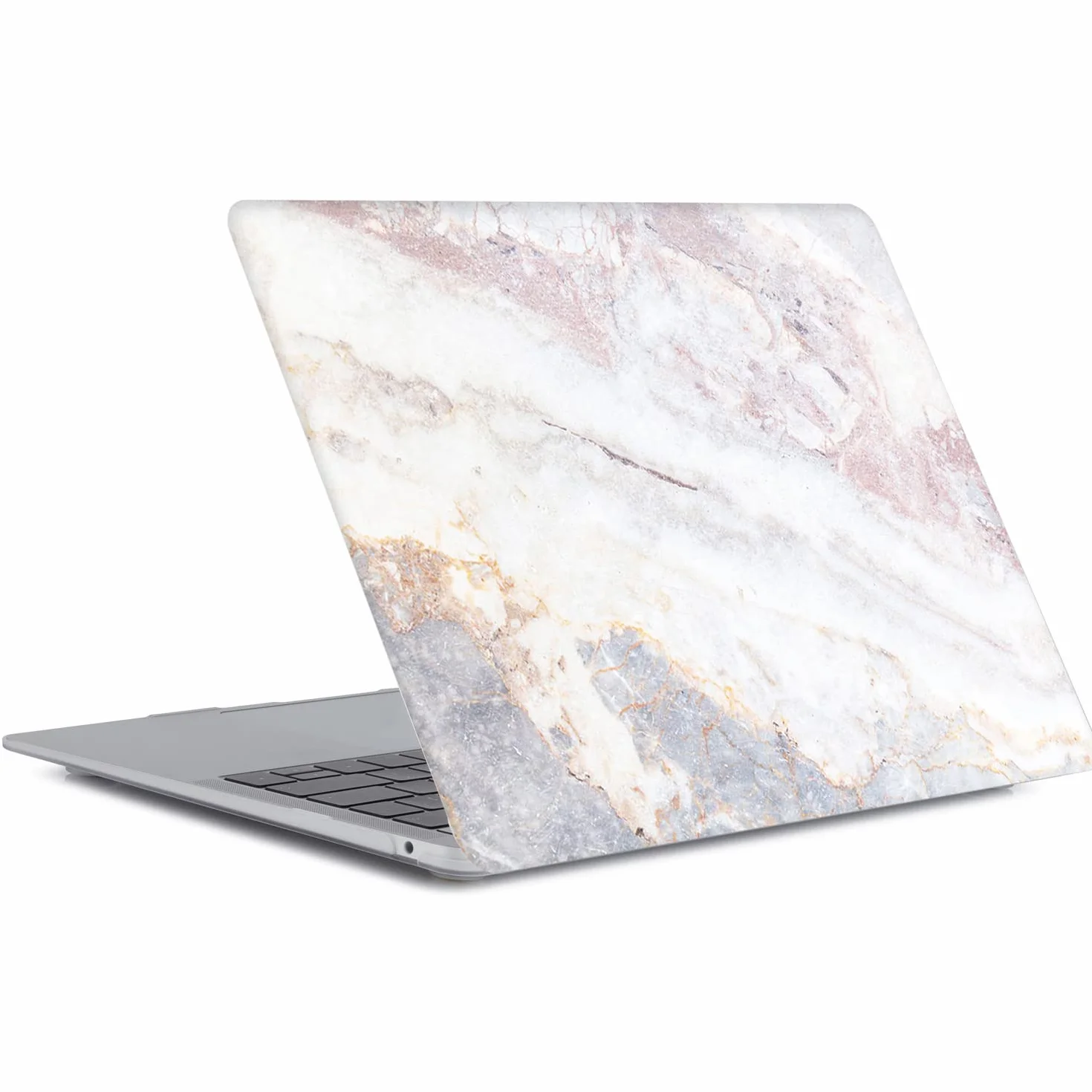 Pokrowiec na laptopa kompatybilny z nowym MacBook Pro 15 cali z Touch Bar i Touch ID model A1990 A1707 wydany w 2019 2018 2017 2016, twarda obudowa ochronna i osłona klawiatury, marmur